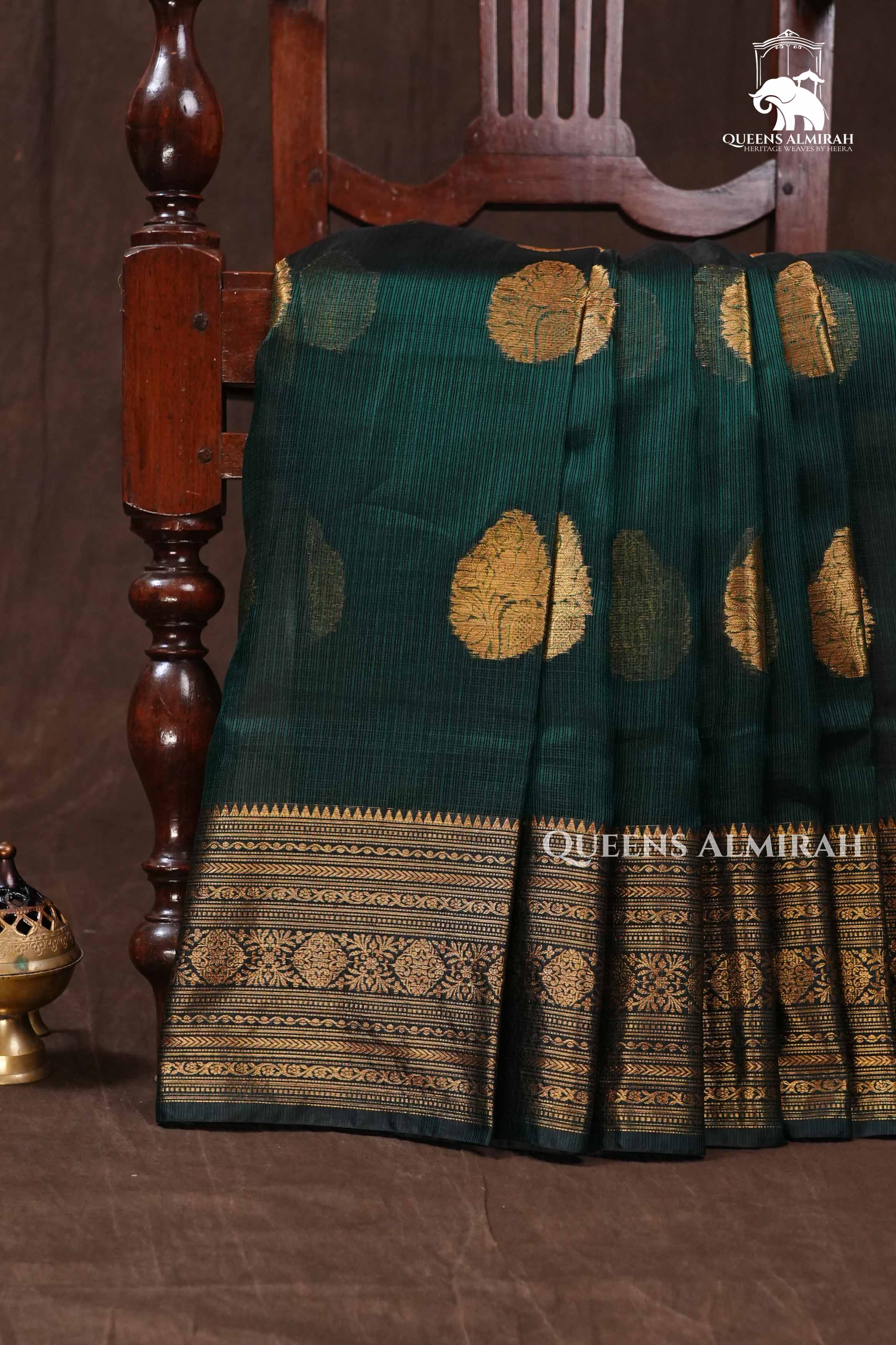 Dark Green Kota Silk Saree
