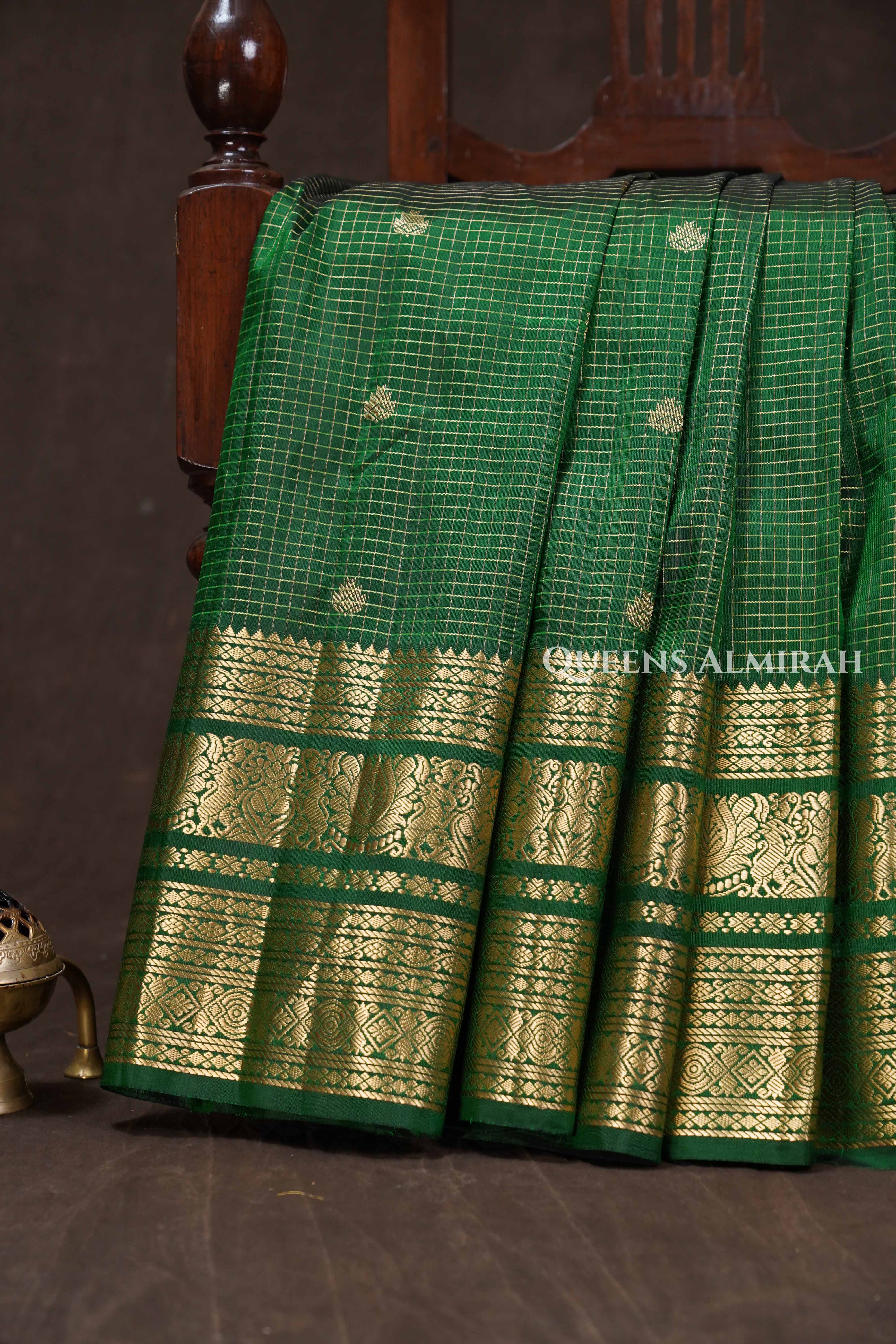 Dark Green Vintage Pure Kanchivaram Silk Saree