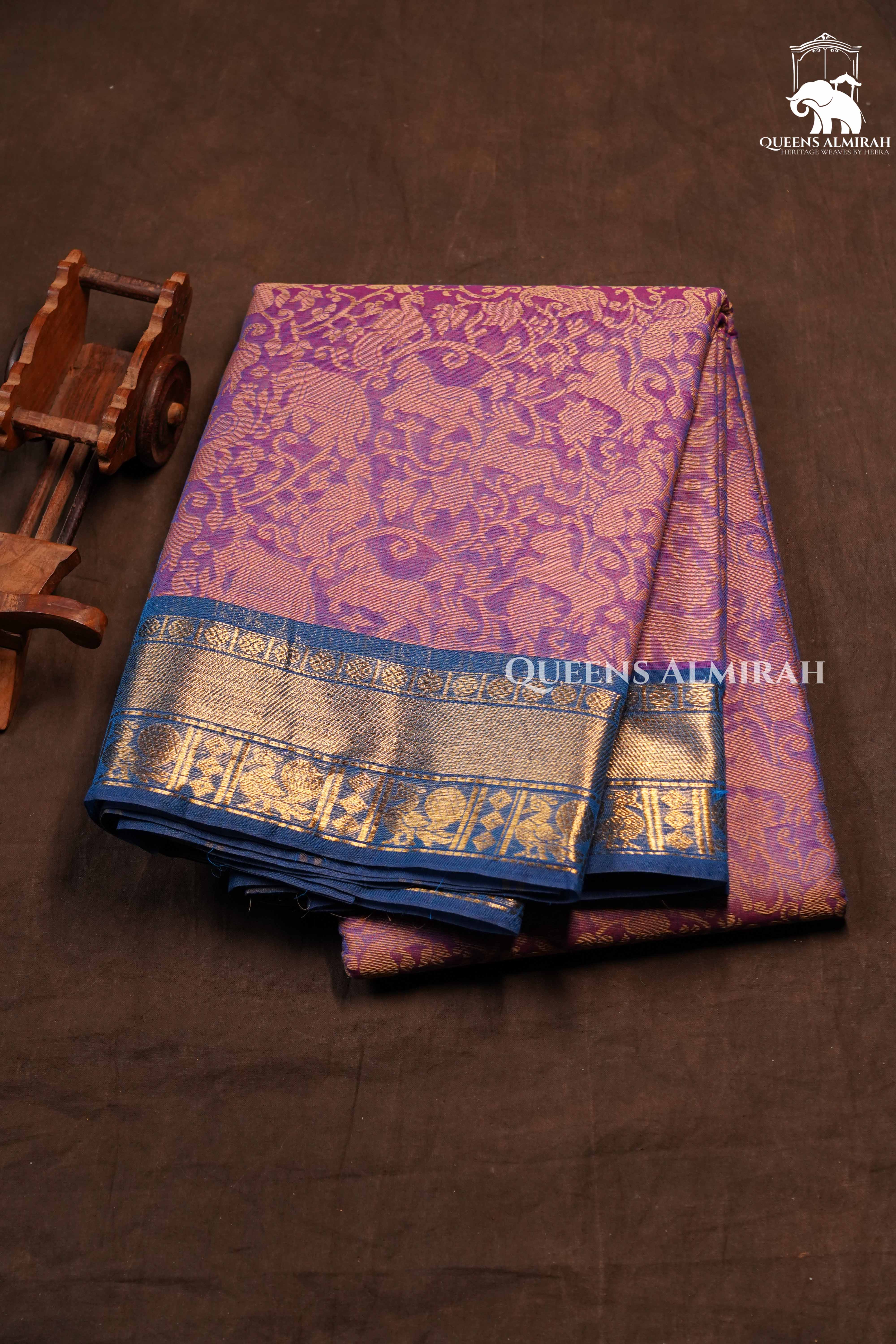 Purple With Blue Kanchi Cotton Saree