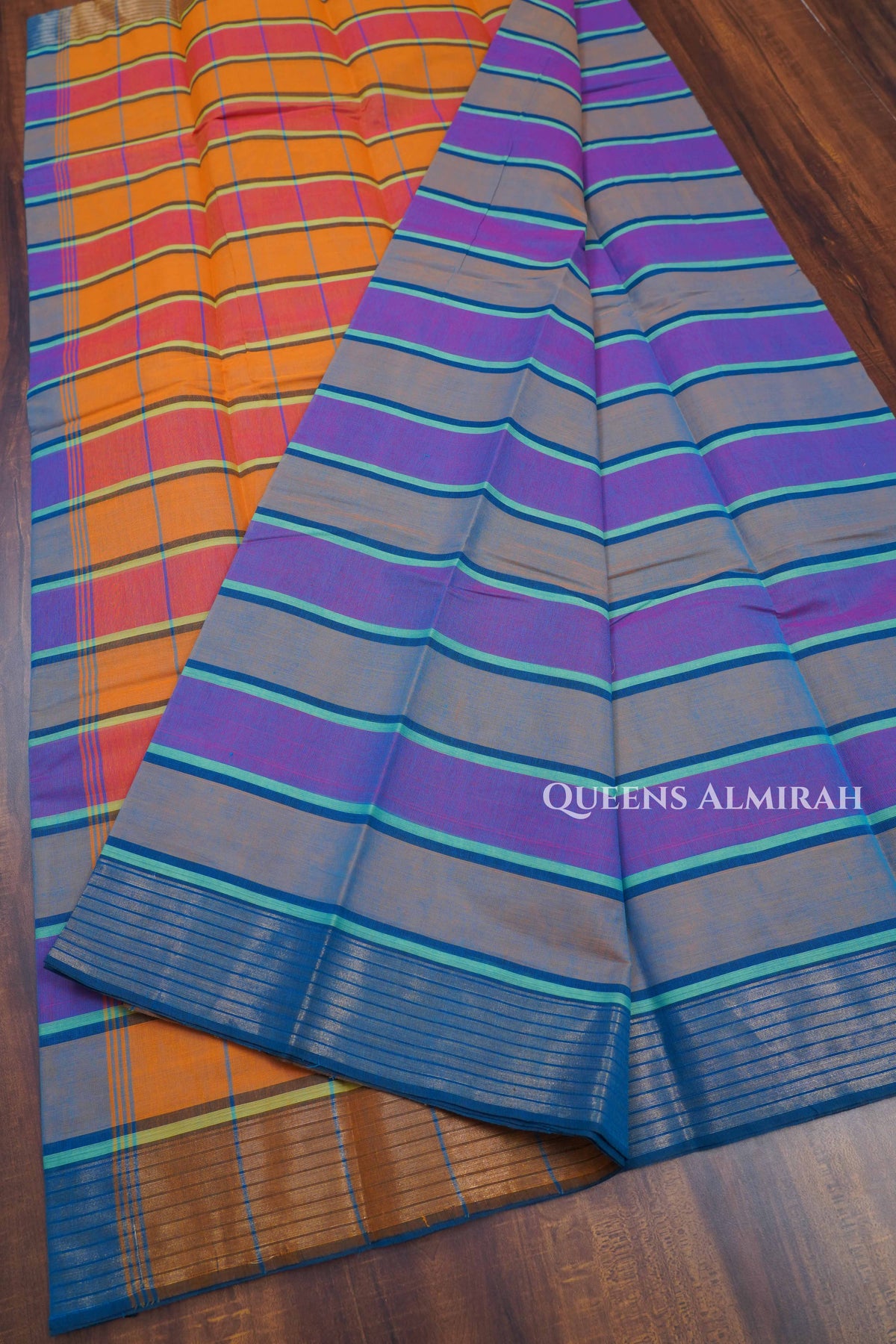 Warm Purple With Grey Chettinad Cotton Saree