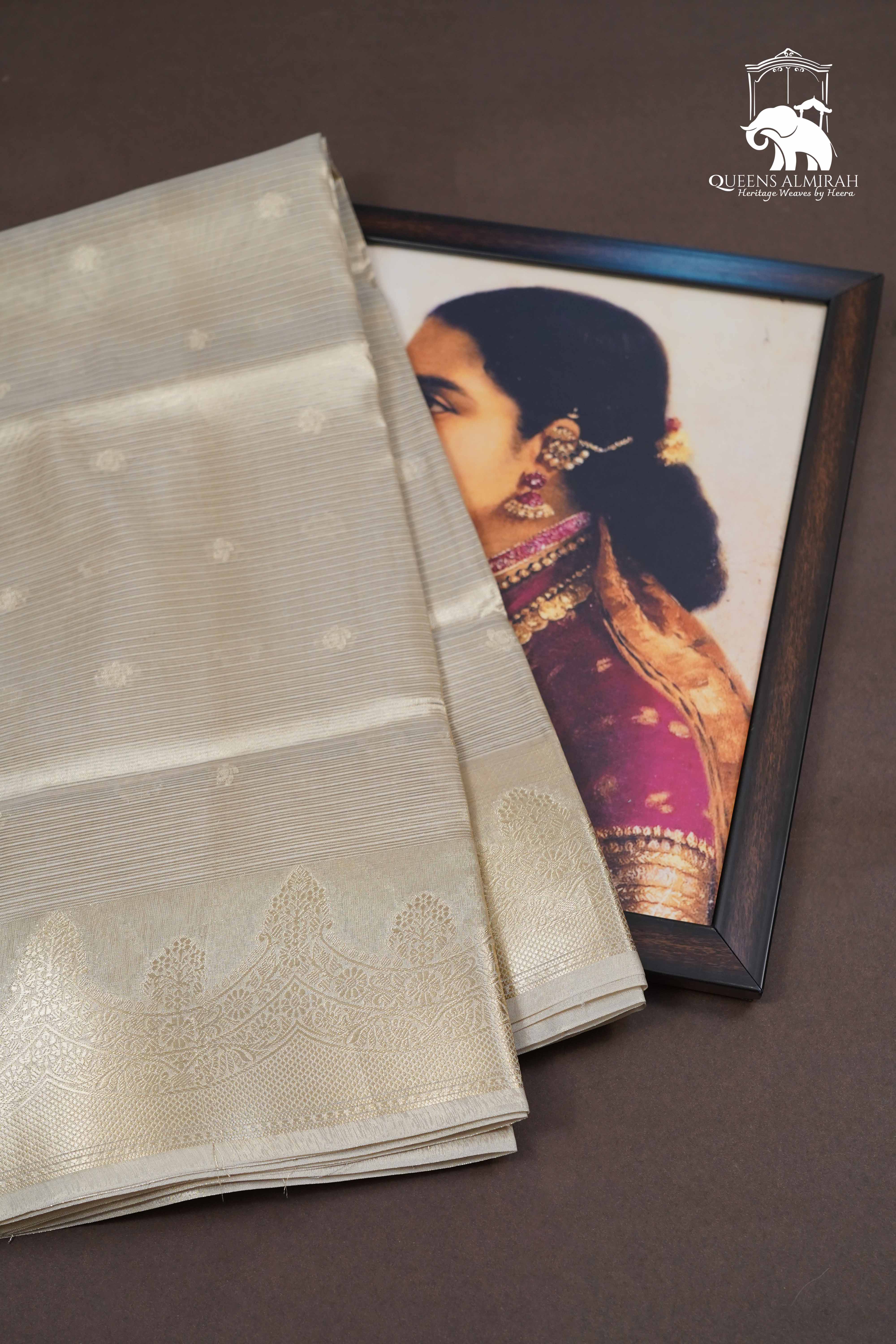 SILVER KOTA TISSUE SAREE 4 - Queens Jewel Emporium