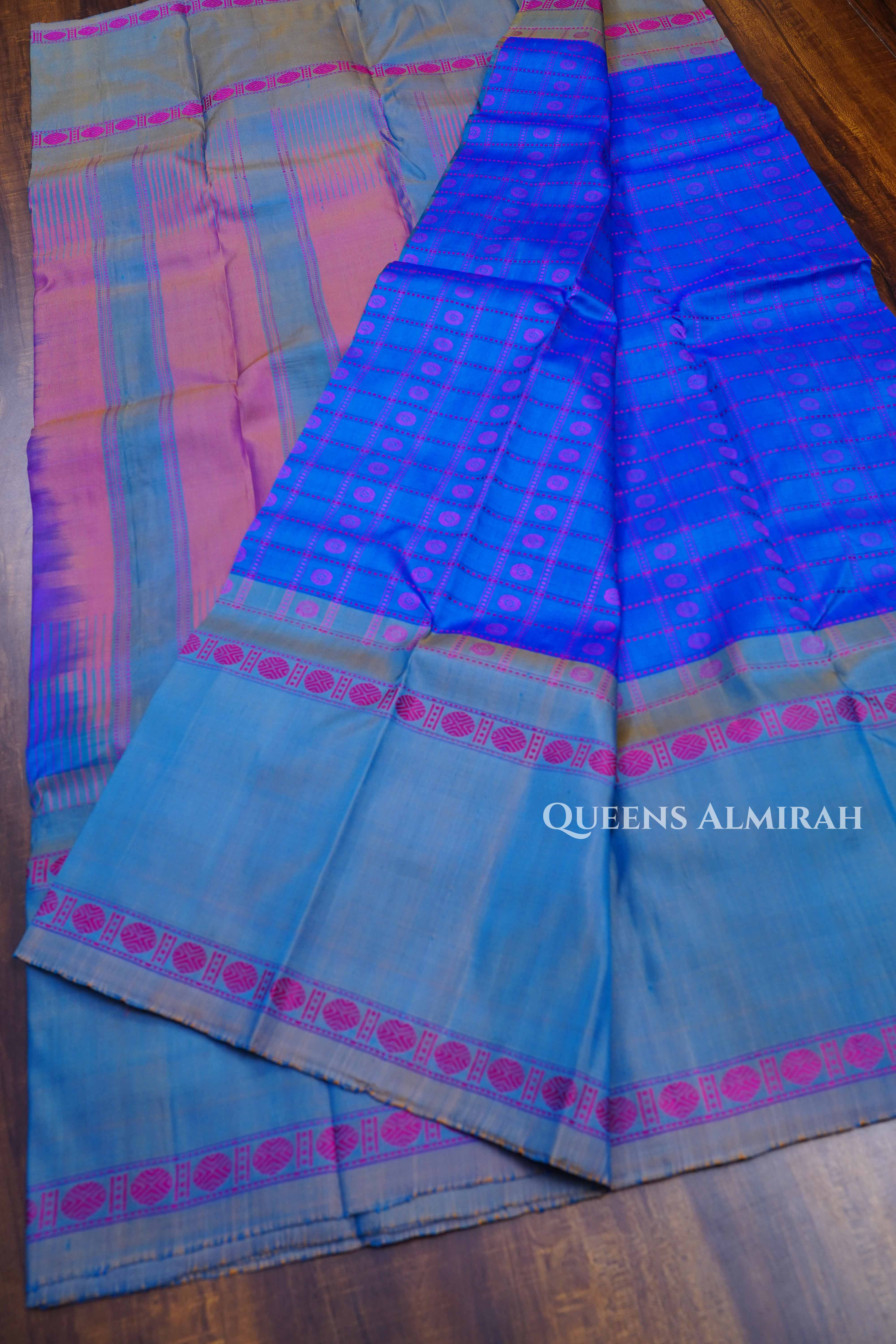 Sea Blue Pure Kanchivaram Silk Saree