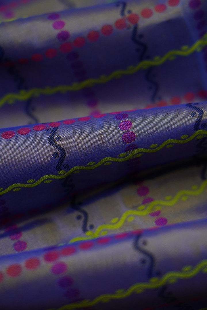 DARK LILAC WITH MANGO YELLOW PURE KANCHIVARAM SILK SAREE - Queens Jewel Emporium