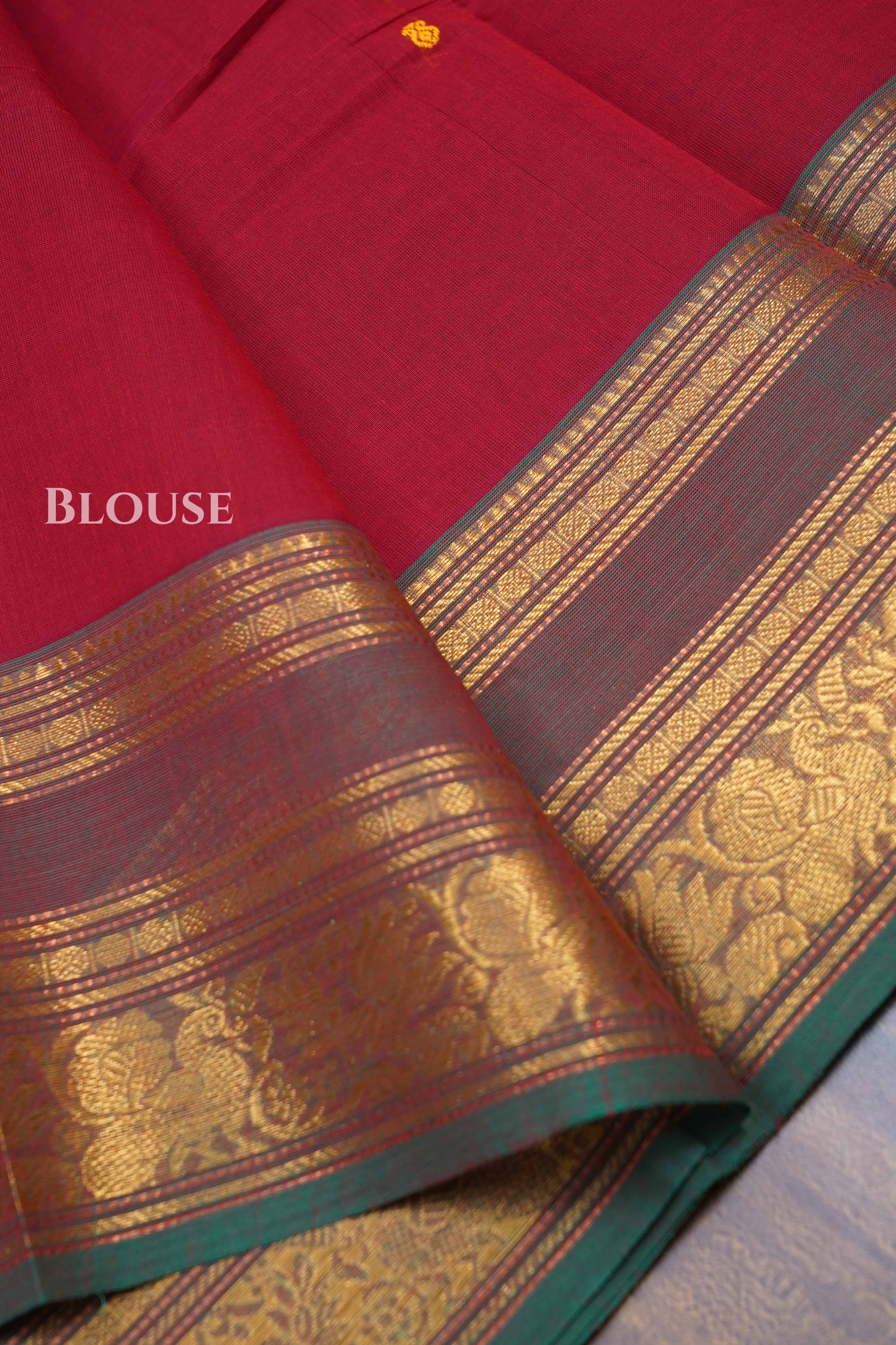 KumKum Red Kanchi Cotton Saree