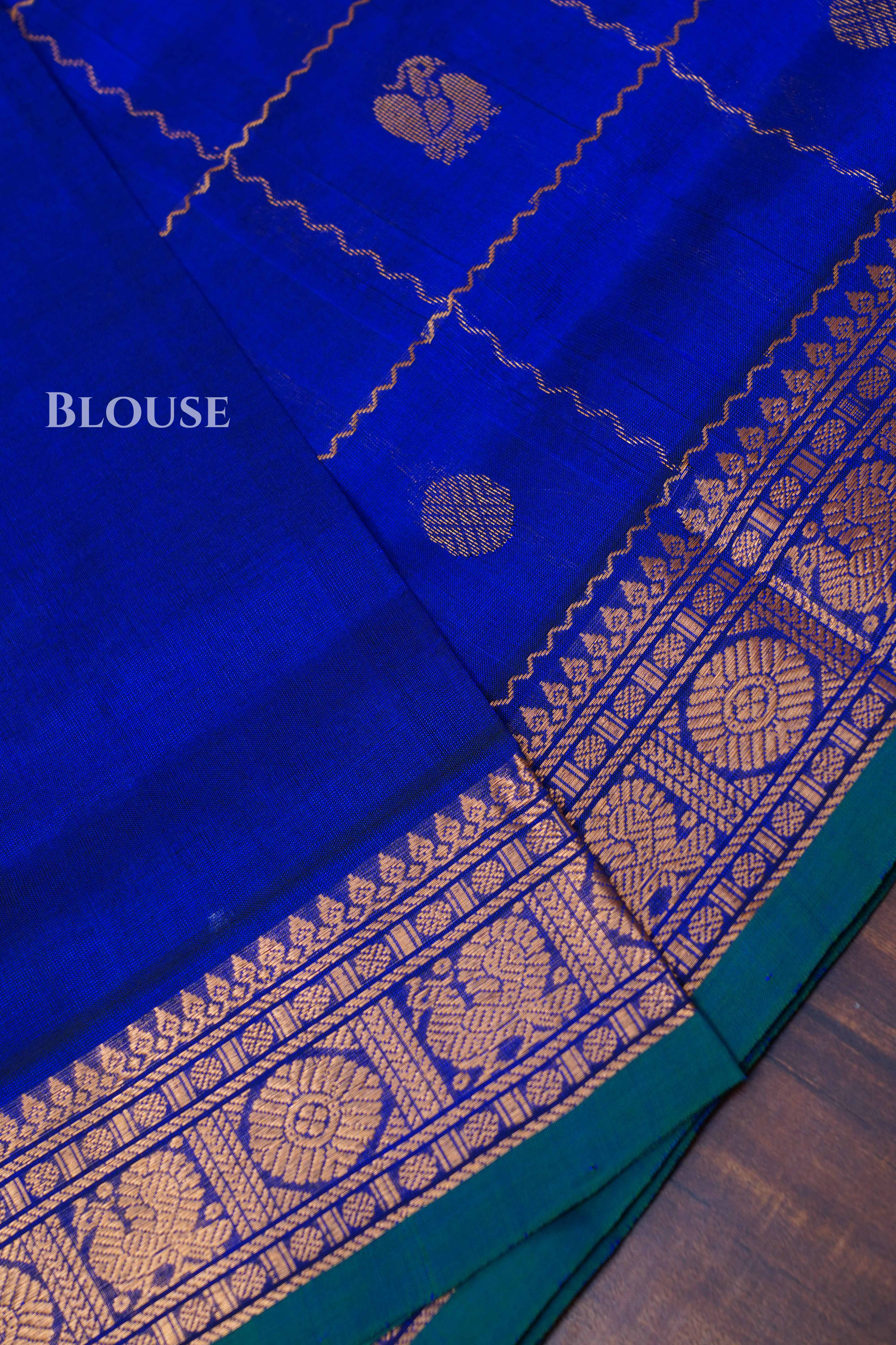 Royal Blue Pure Kanchi Silk Cotton Saree