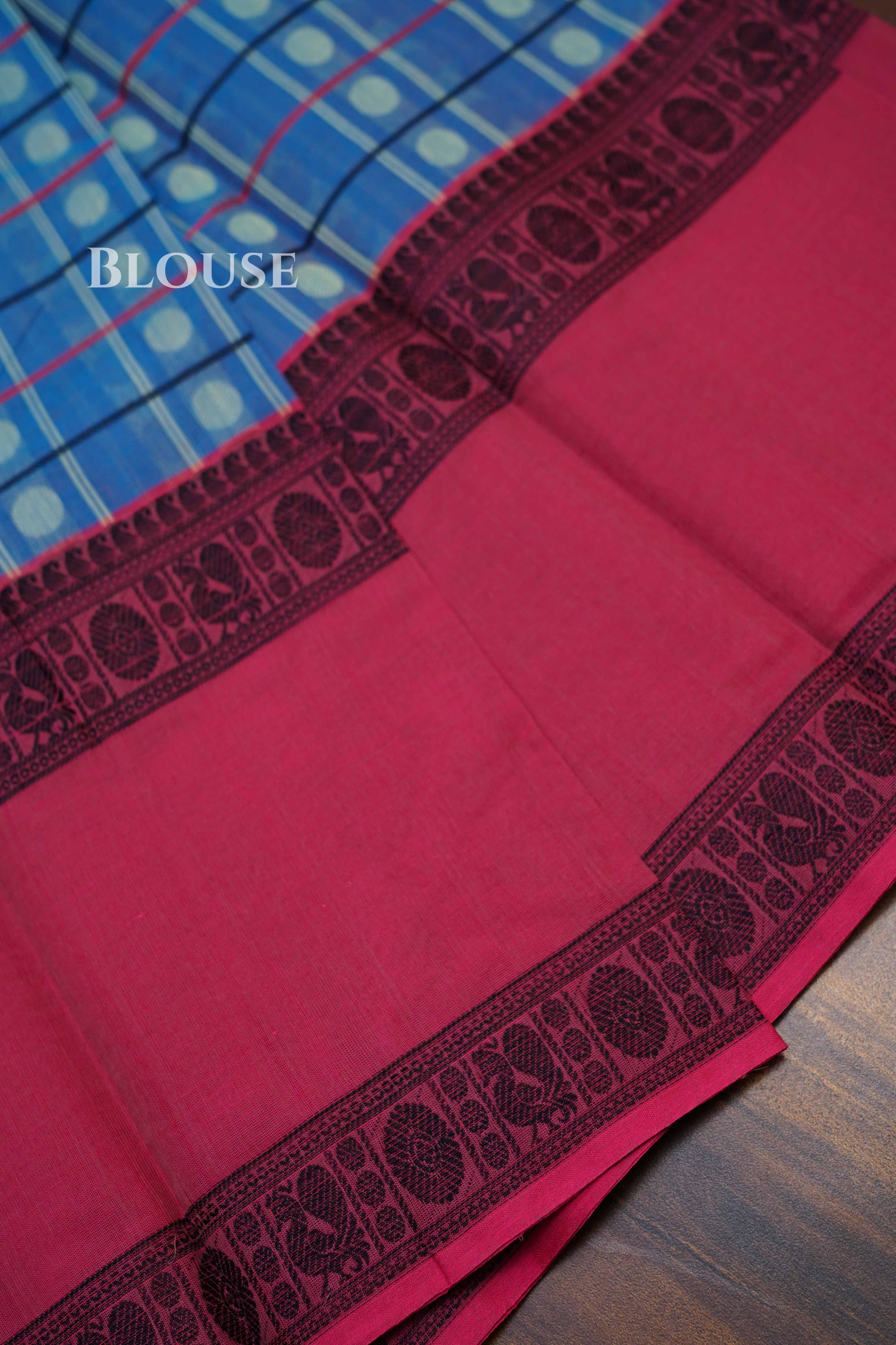Dusky Blue Chettinad Cotton Saree