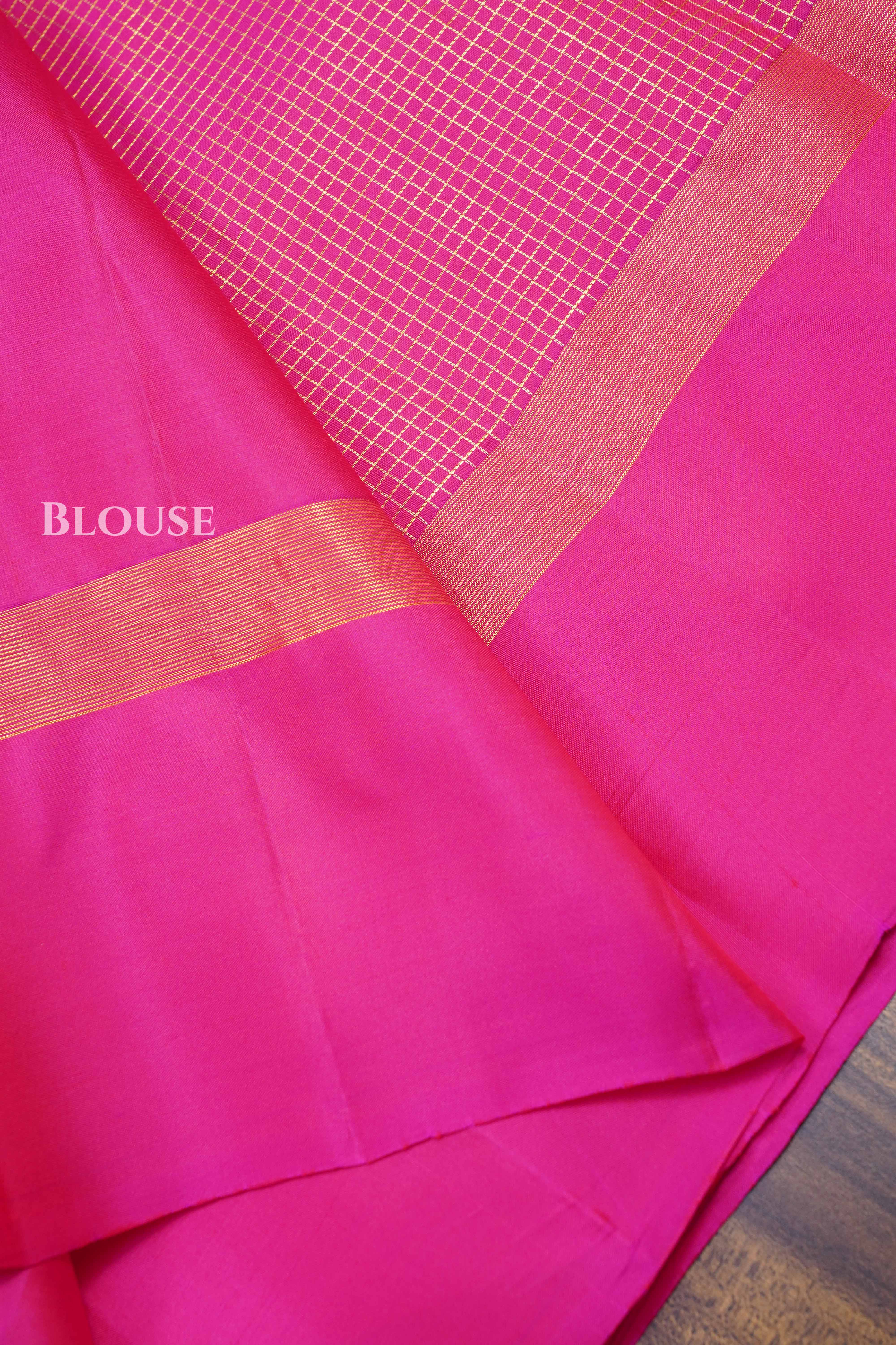 Dragon fruit Pink Pure kanchivaram Silk Saree