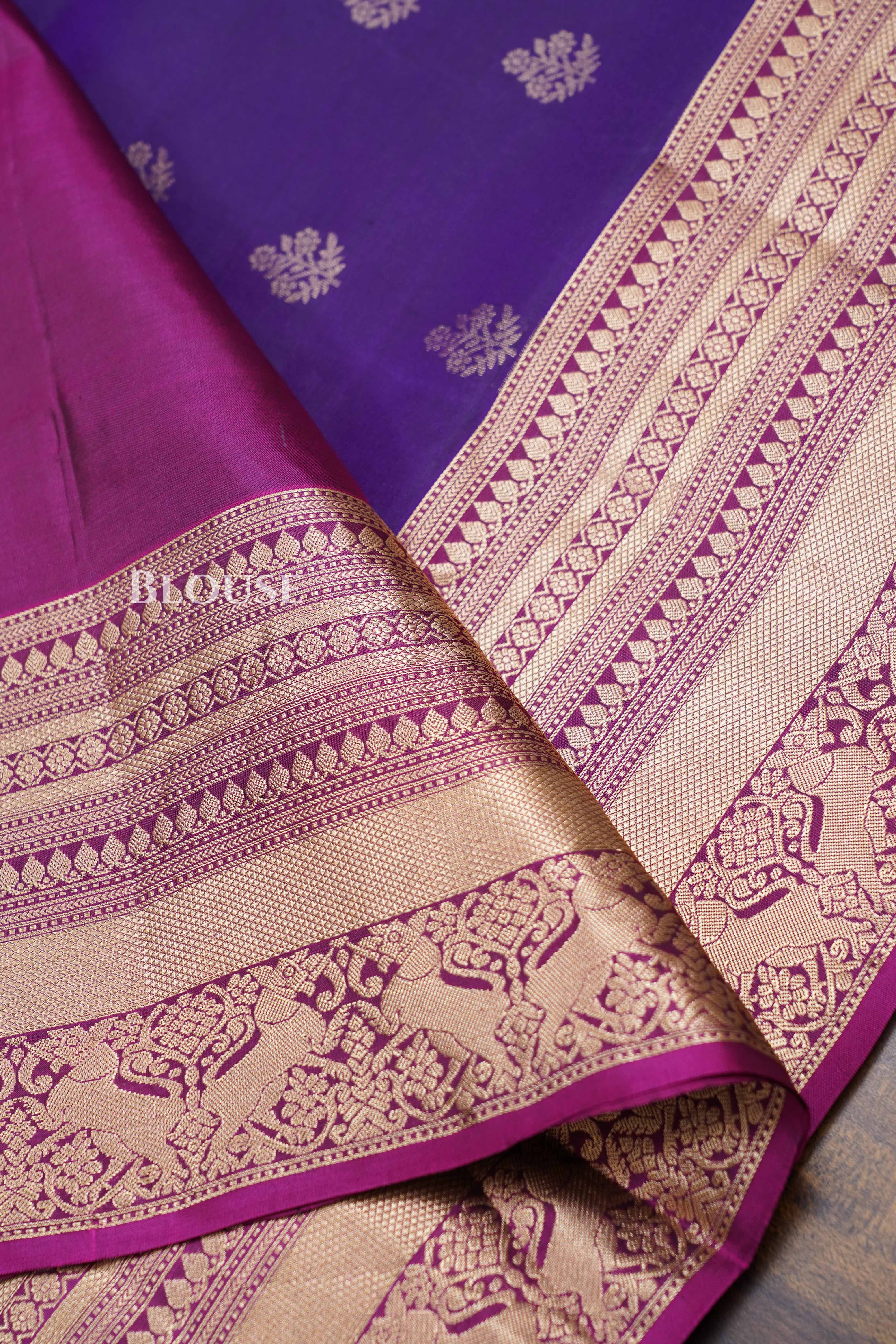 Purple Pure Soft Silk Saree