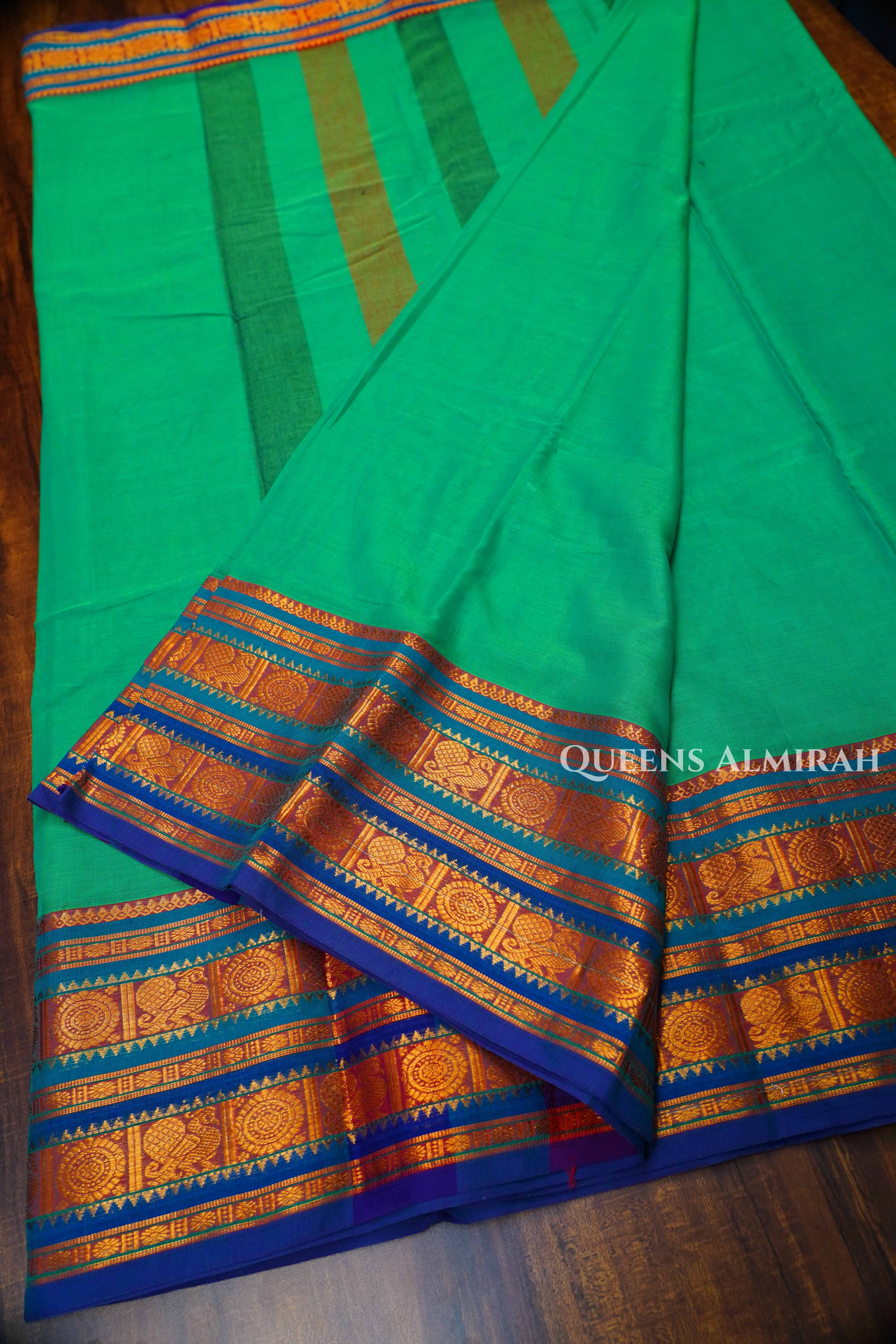 Aqua Green Narayanpet Cotton Saree