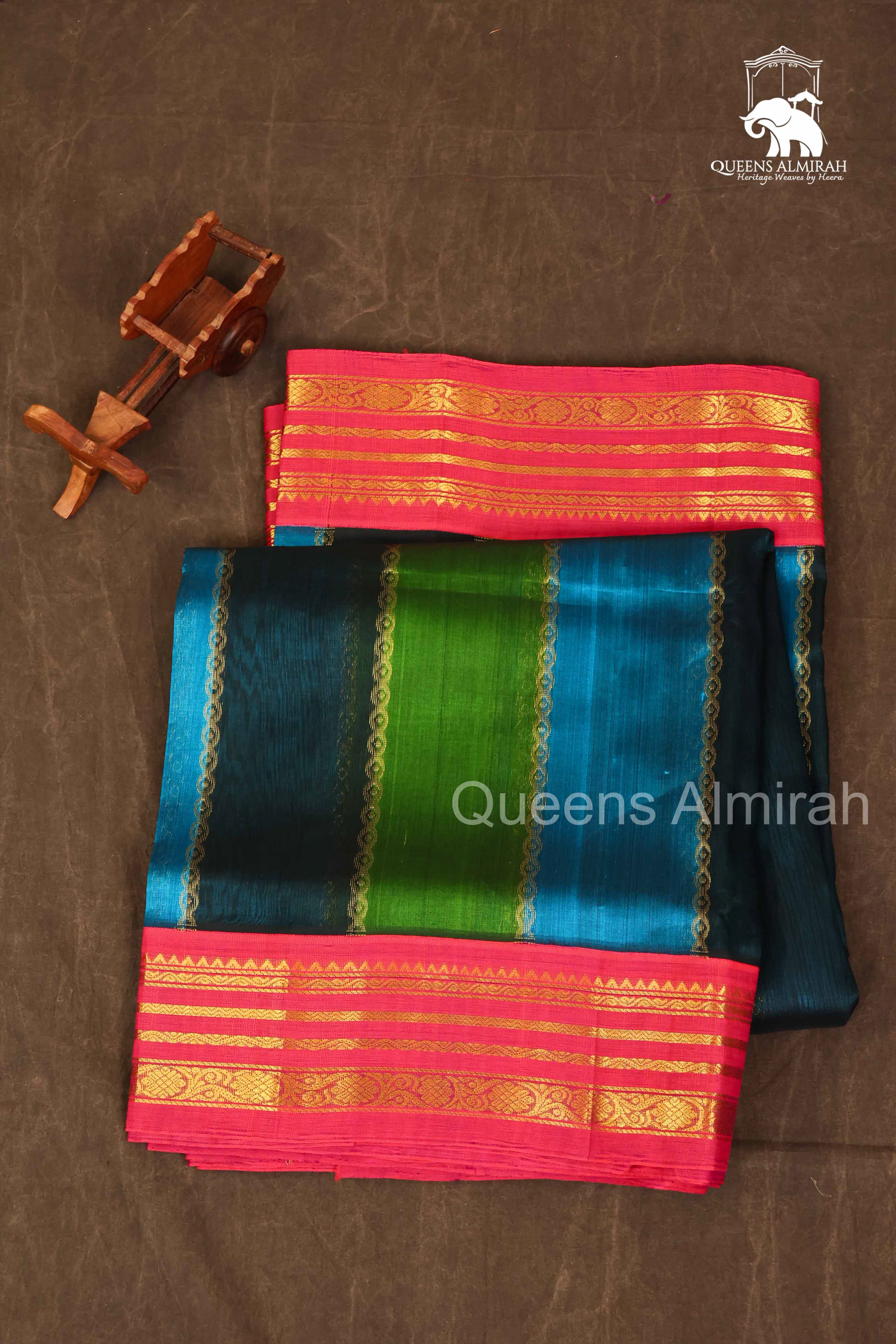 Multi Color With Purple Varisapet Border Pure Silk Cotton Saree
