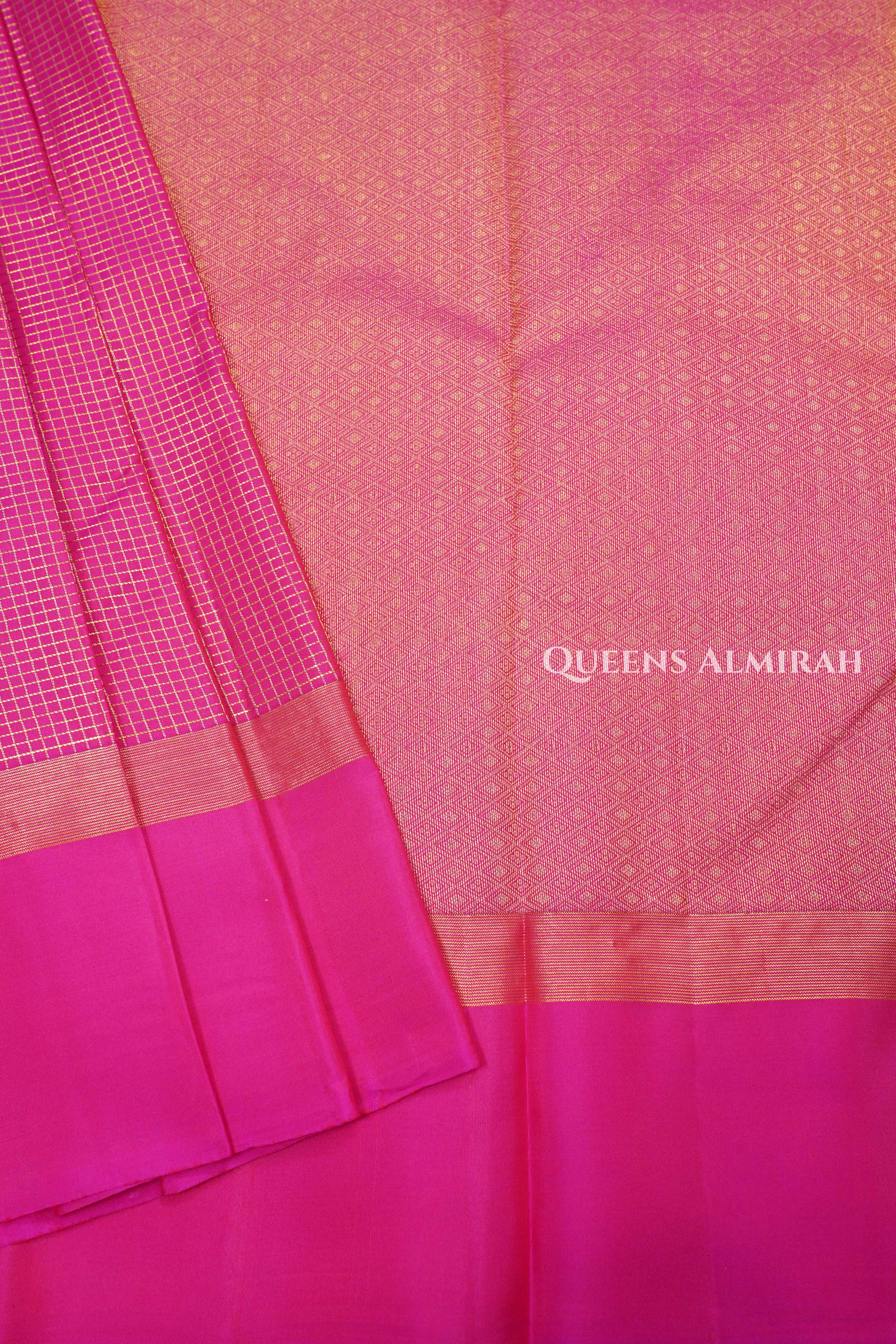 Dragon fruit Pink Pure kanchivaram Silk Saree