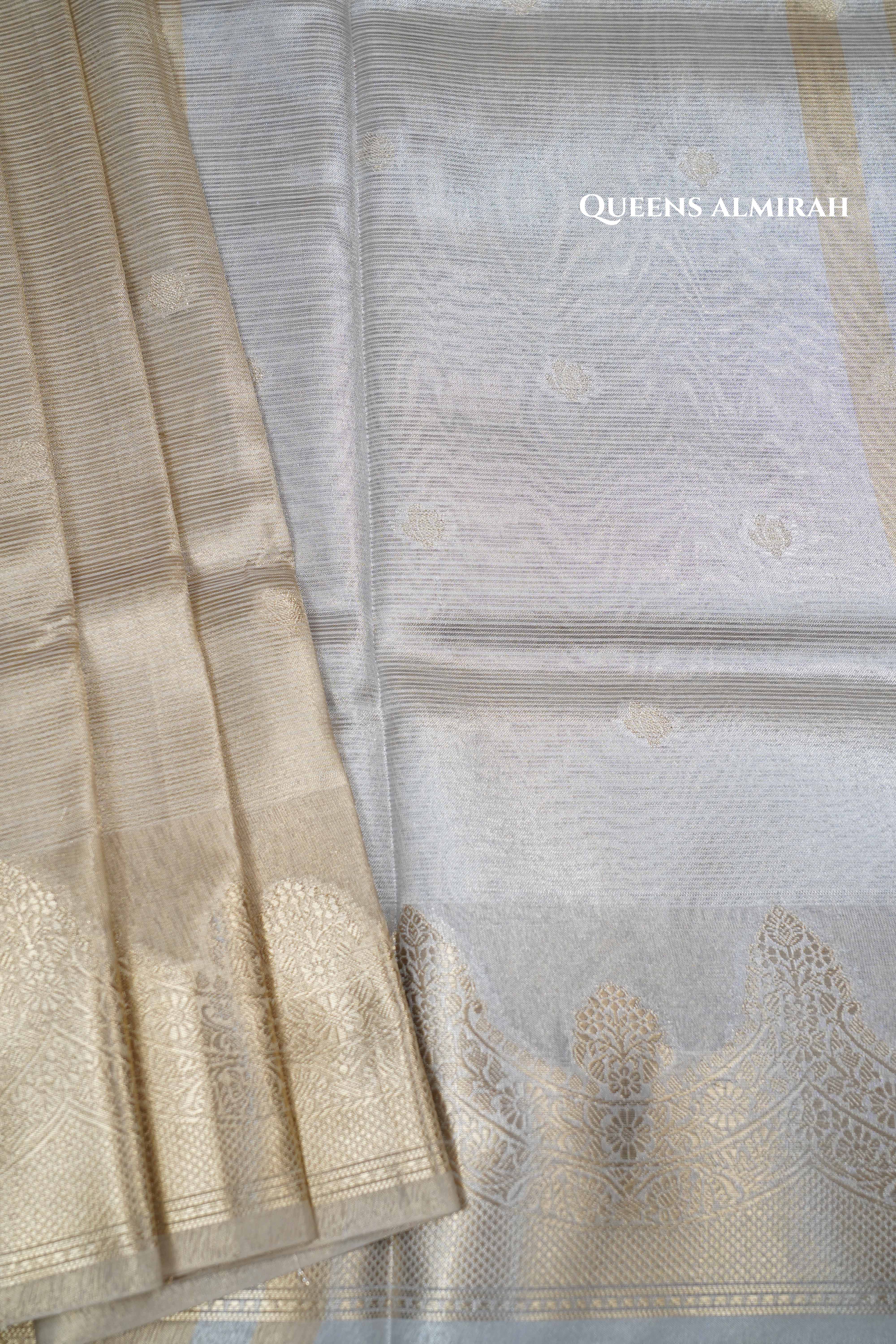 SILVER KOTA TISSUE SAREE 4 - Queens Jewel Emporium
