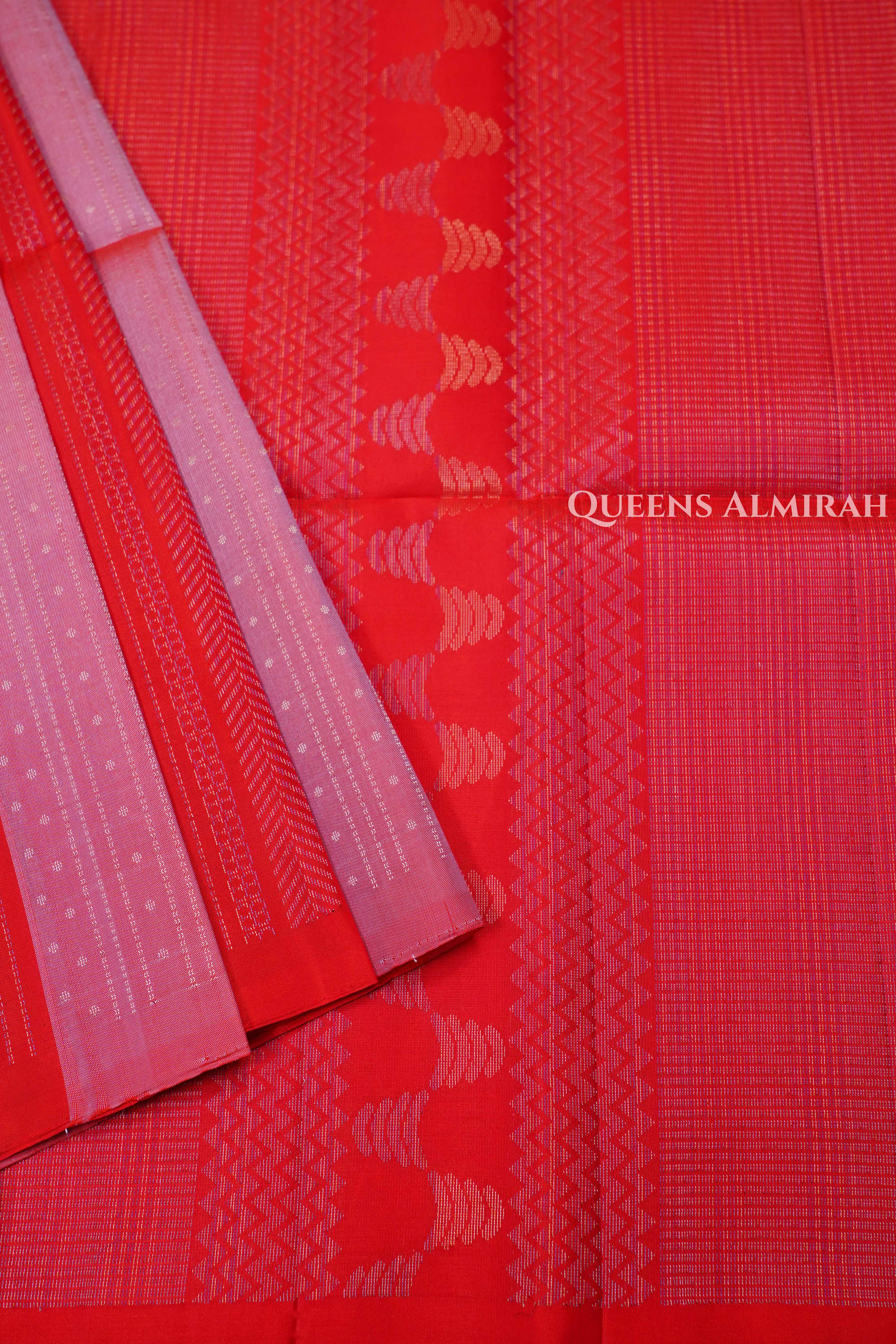 Cherry Red Pure Soft Silk Saree