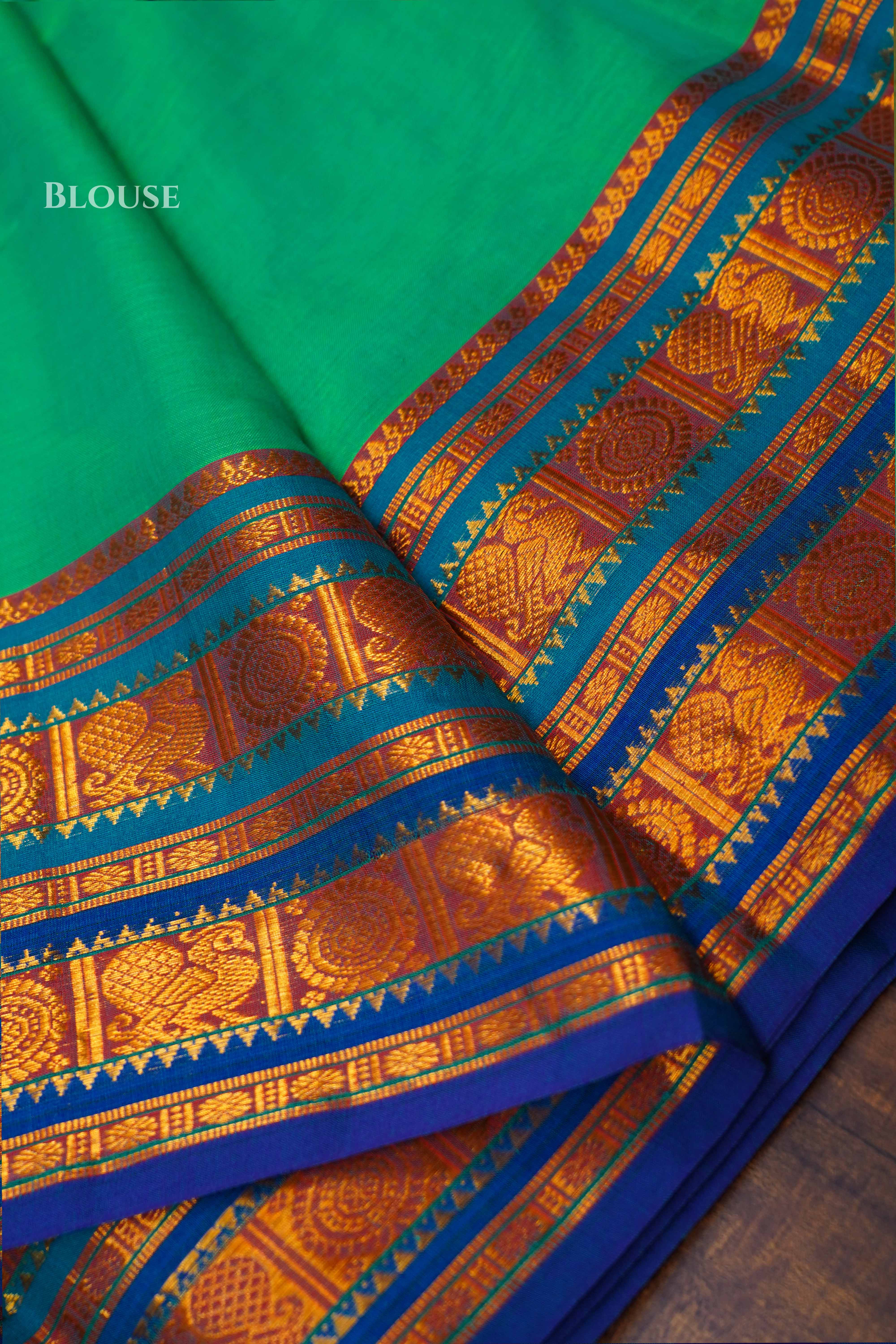 Aqua Green Narayanpet Cotton Saree