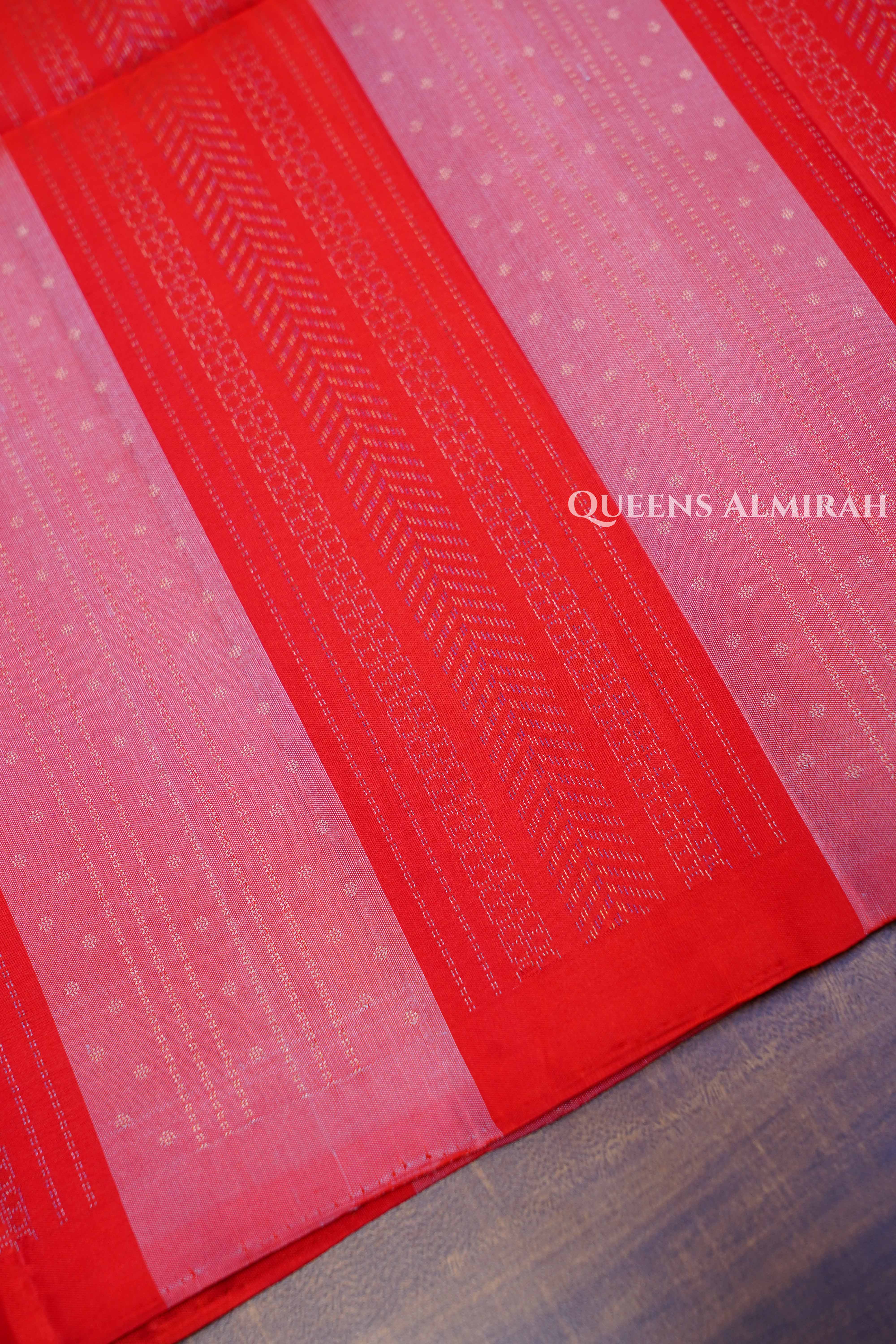 Cherry Red Pure Soft Silk Saree