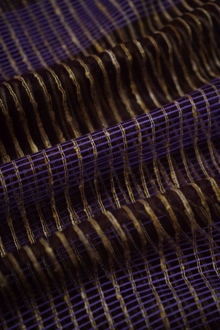 MUTED PURPLE GHICHA ORAGANZA SAREE - Queens Jewel Emporium