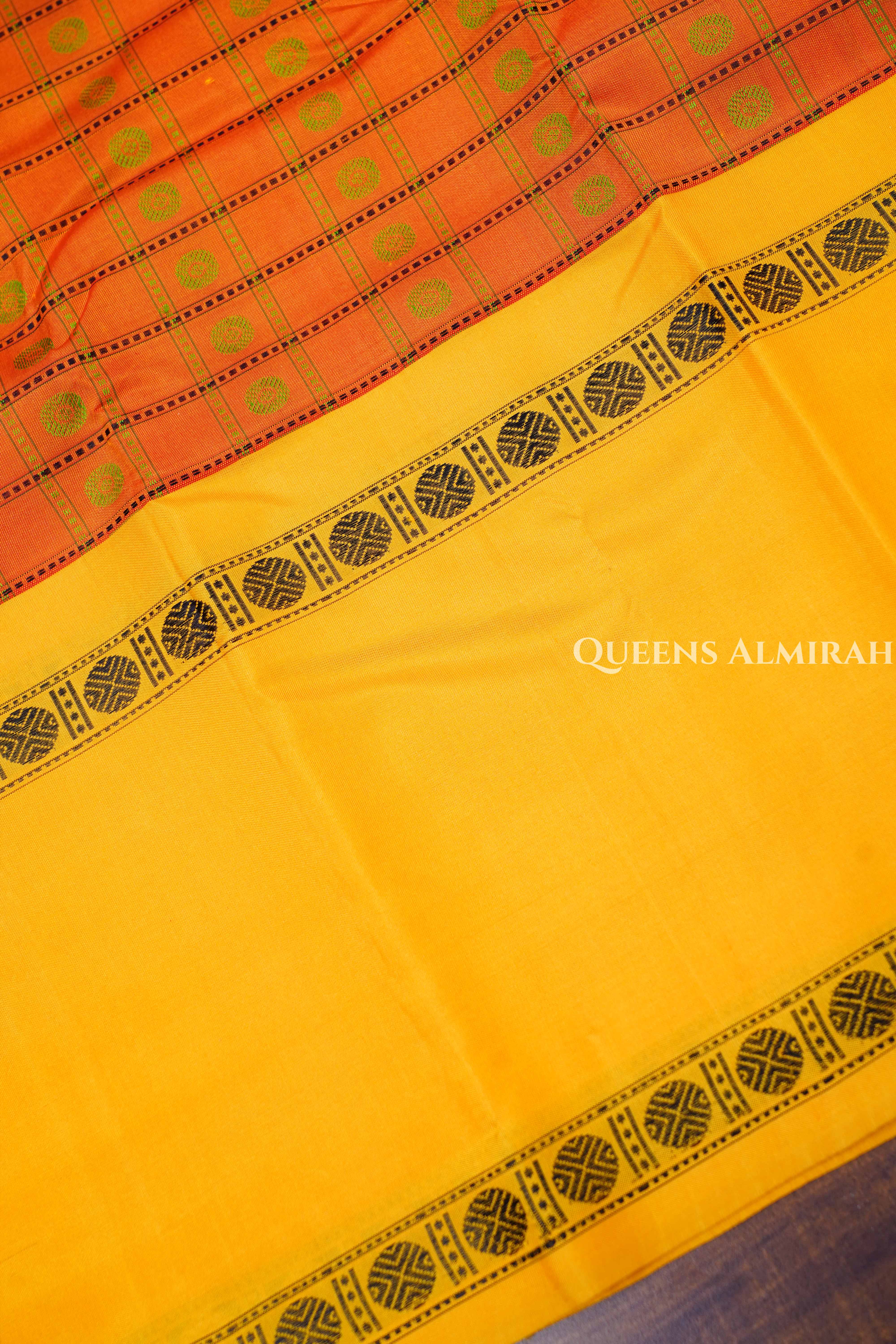 Orange With Yellow Pure Kanchivaram Silk Saree