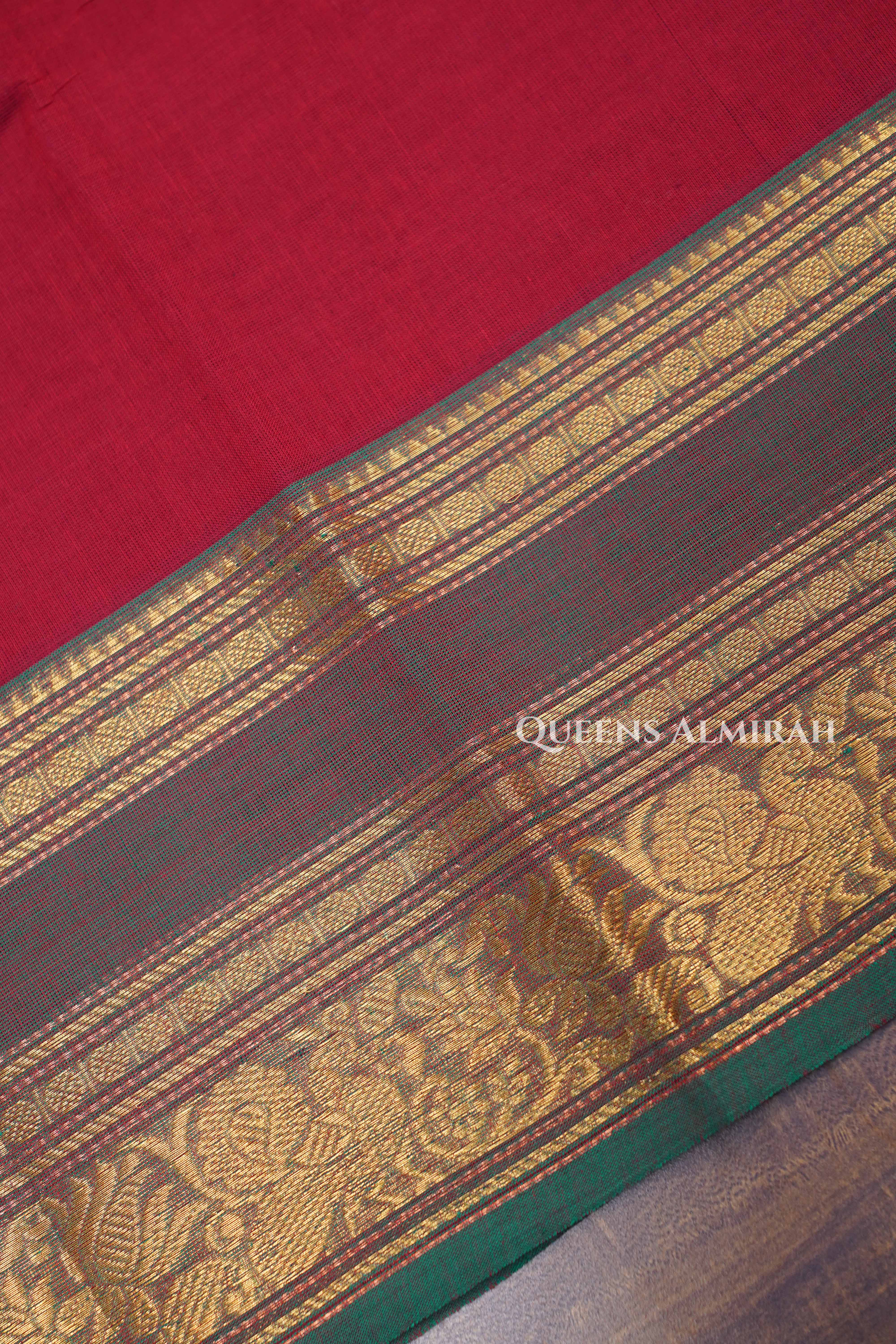 KumKum Red Kanchi Cotton Saree