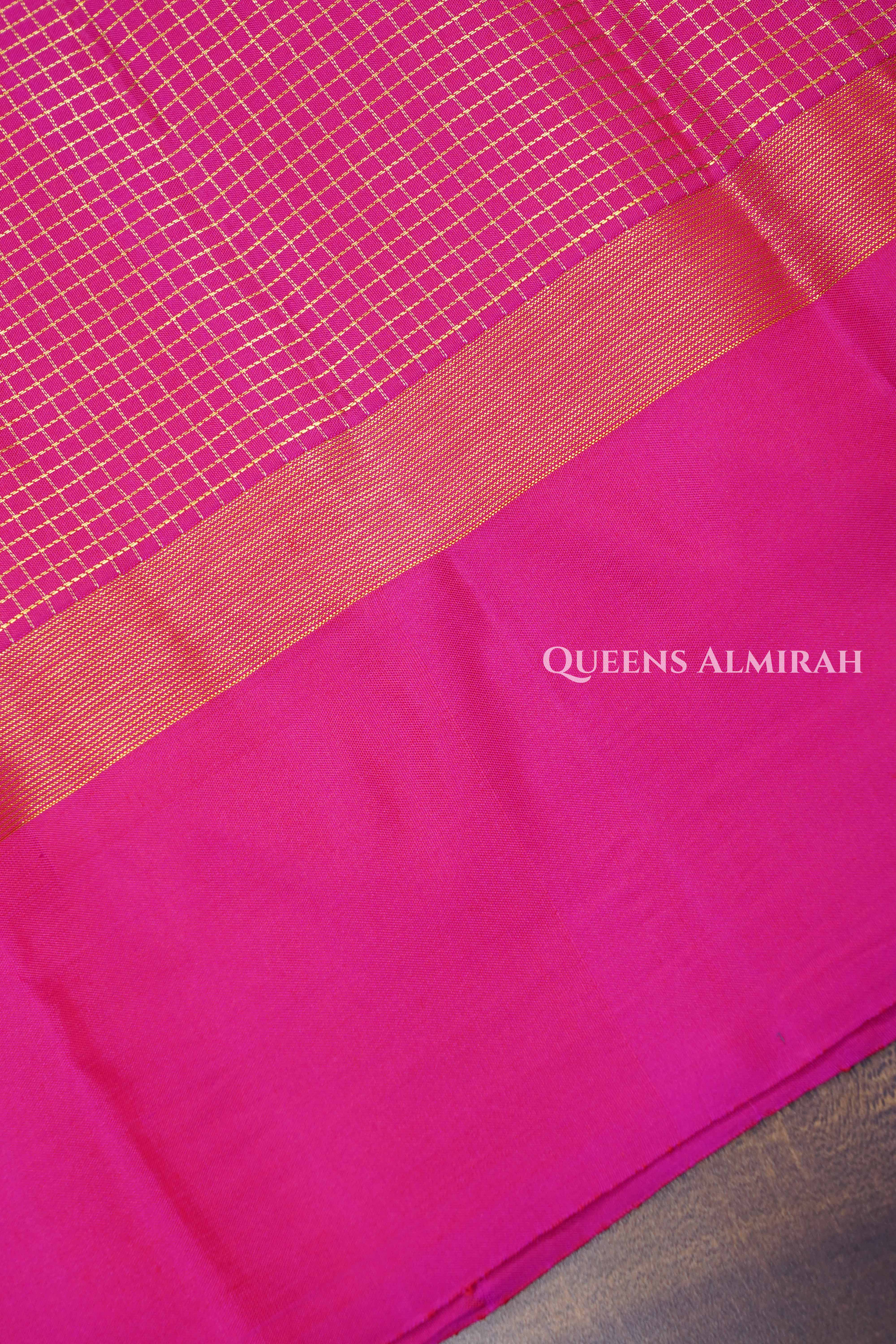 Dragon fruit Pink Pure kanchivaram Silk Saree