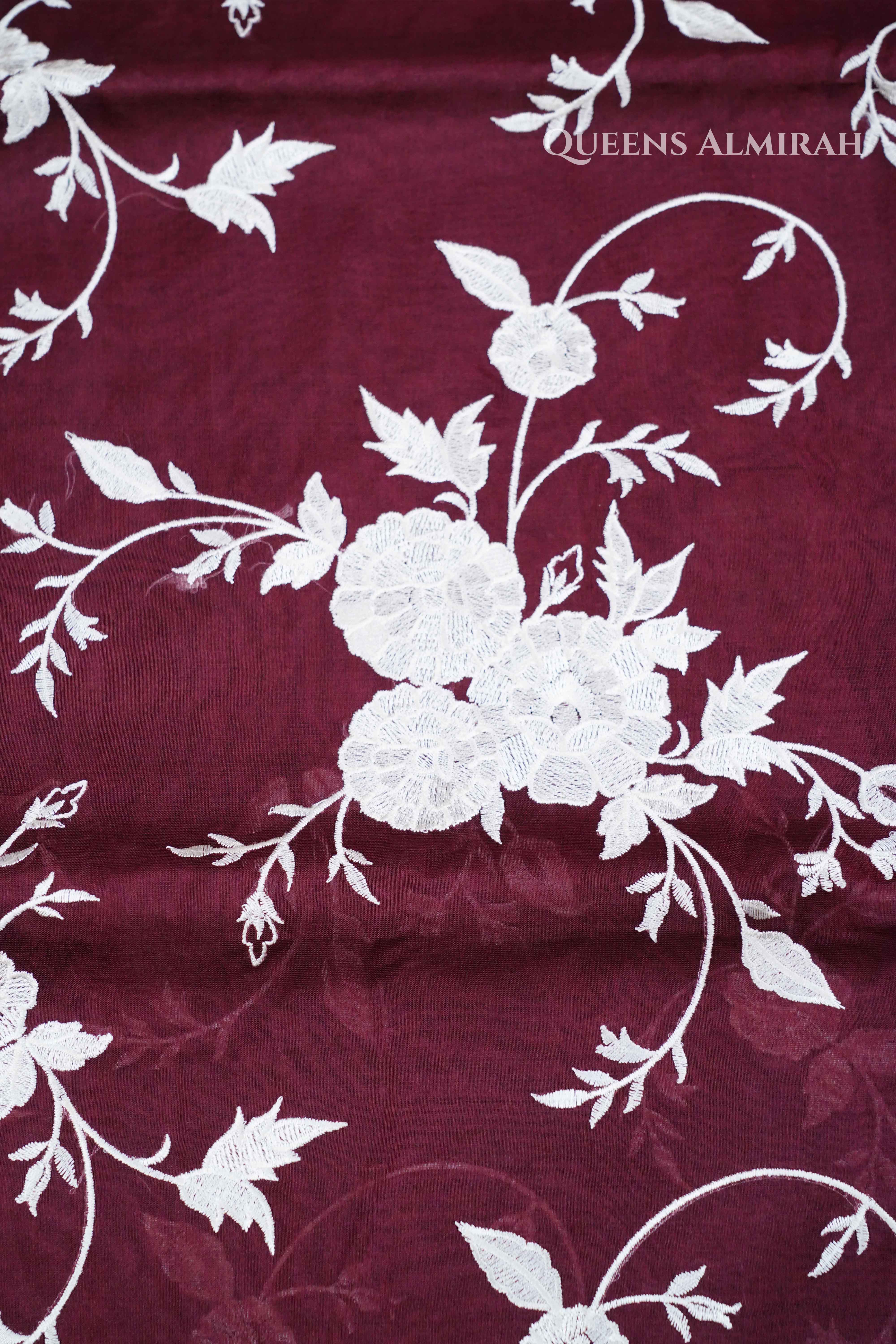 Wine Berry Kora Organza saree