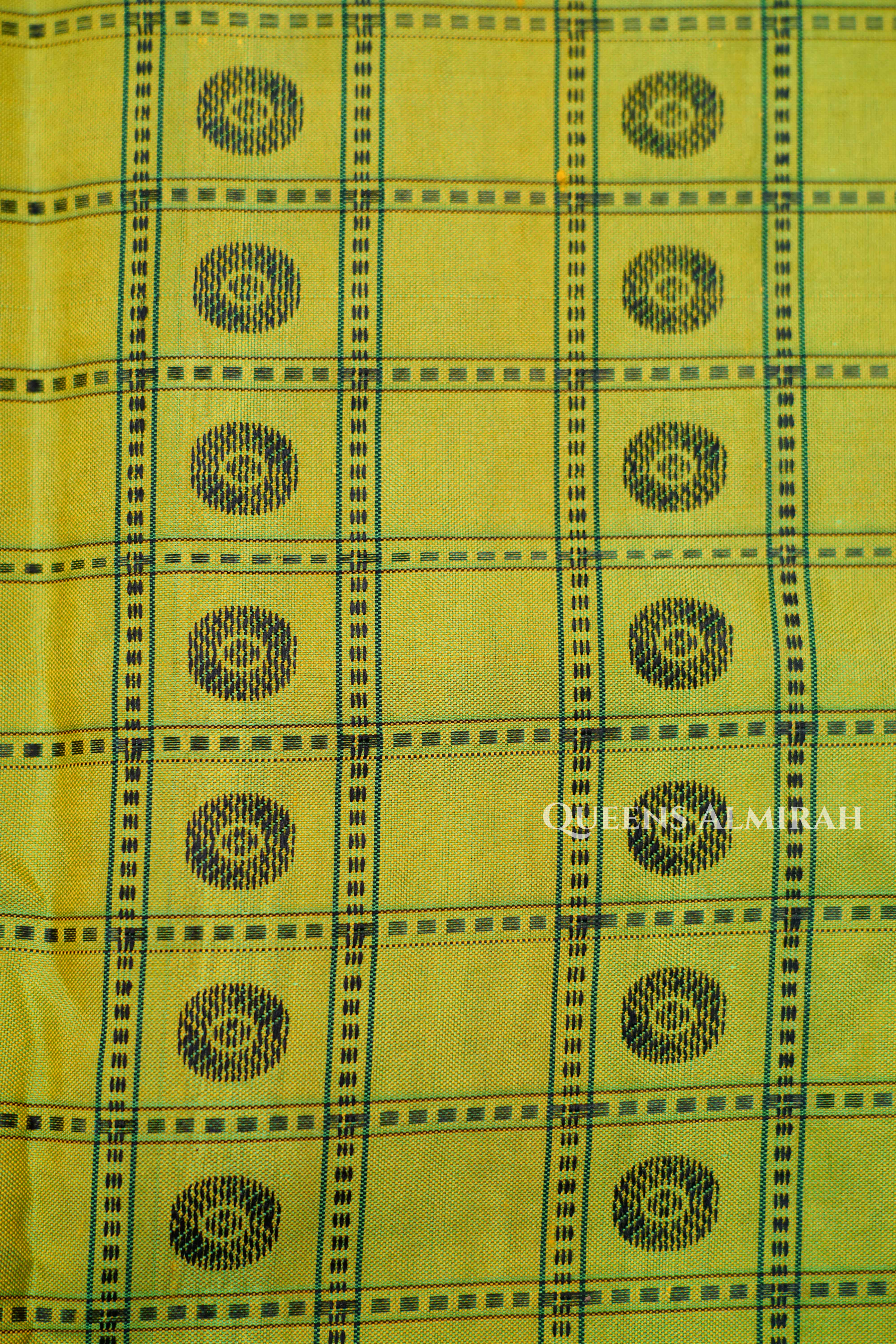 Green With Yellow Pure Kanchivaram Silk Saree