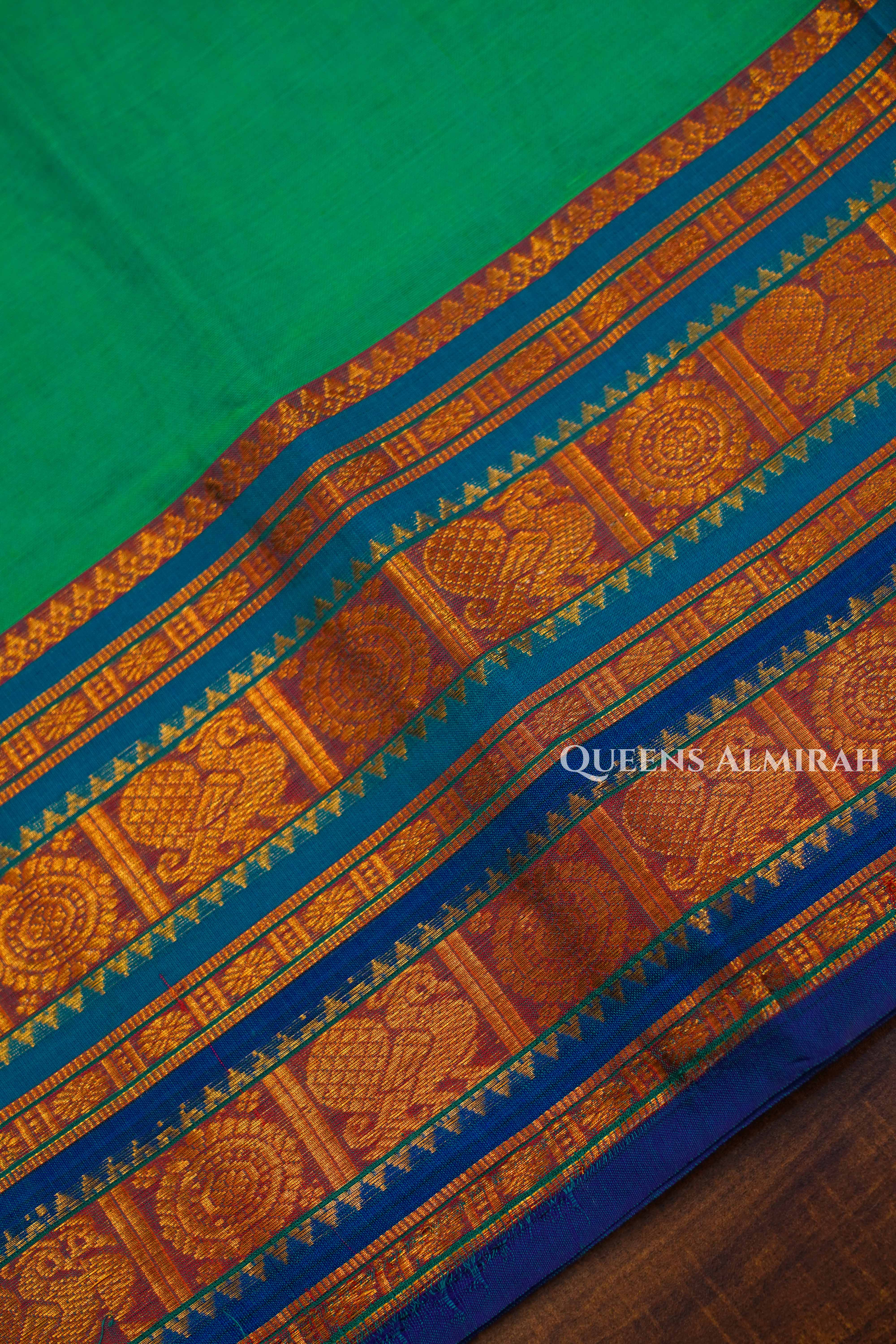 Aqua Green Narayanpet Cotton Saree