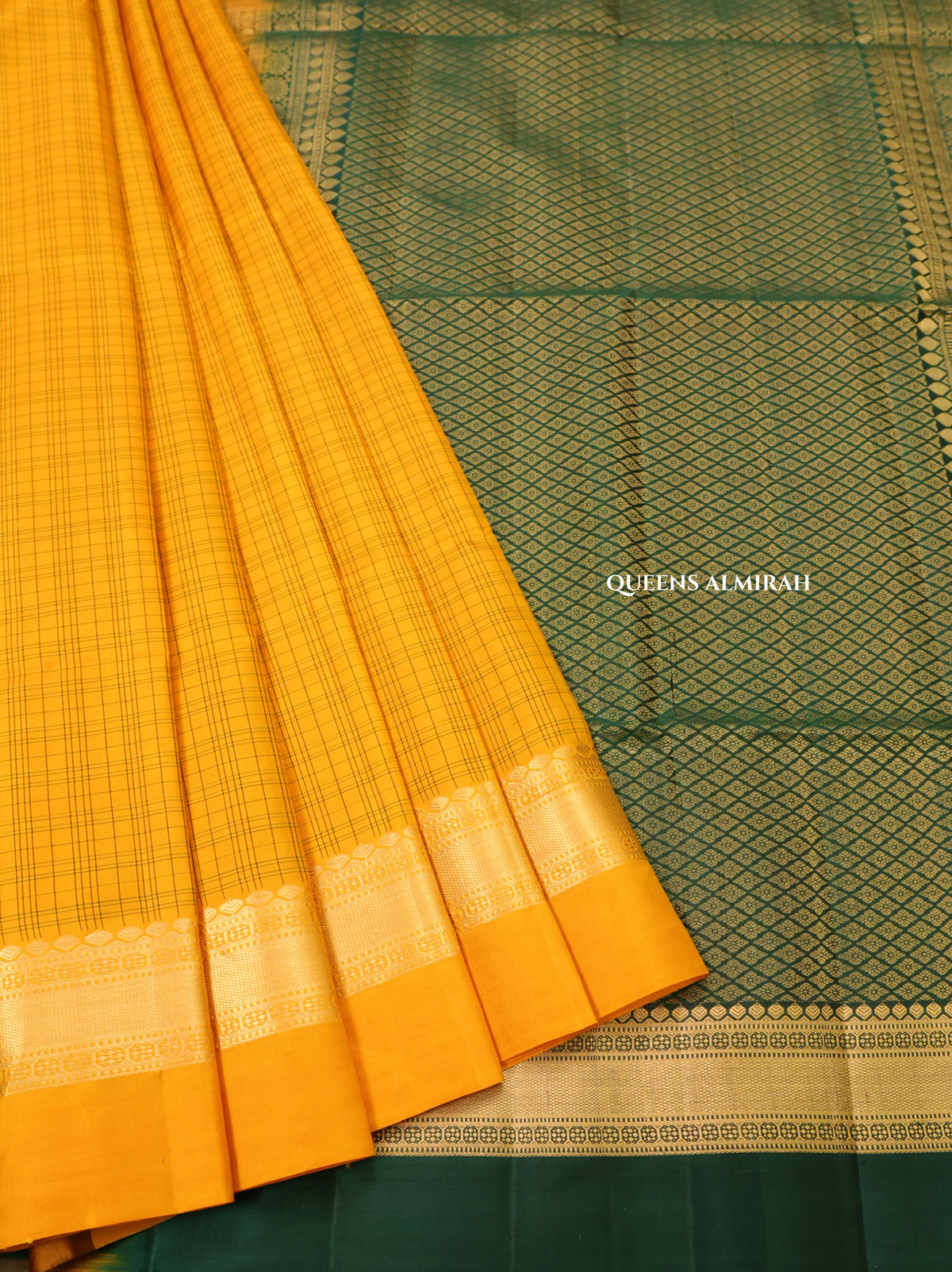 Yellow With Green Pure Soft Silk Saree