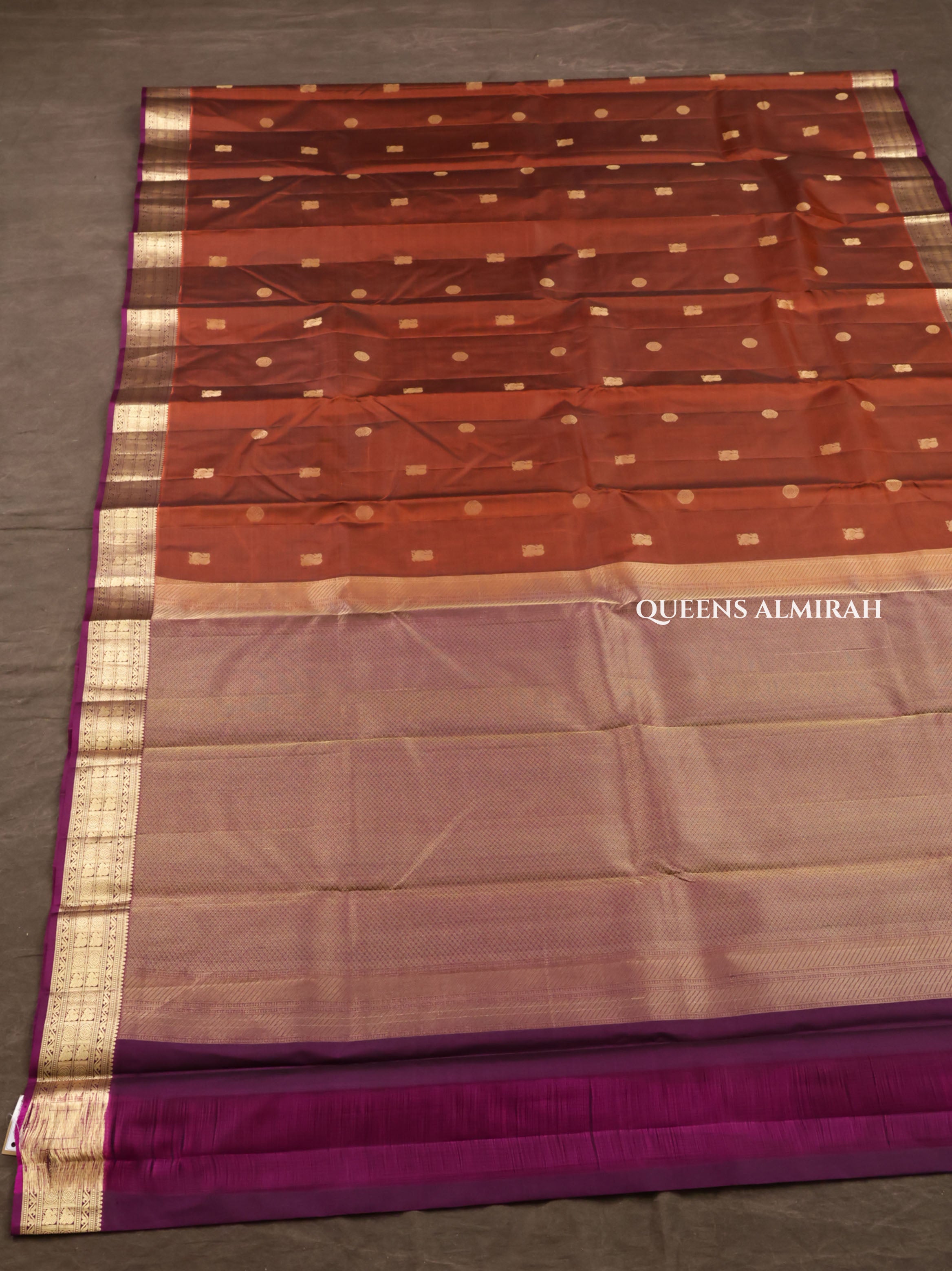 Brown With Purple Pure Kanchivaram Silk Saree