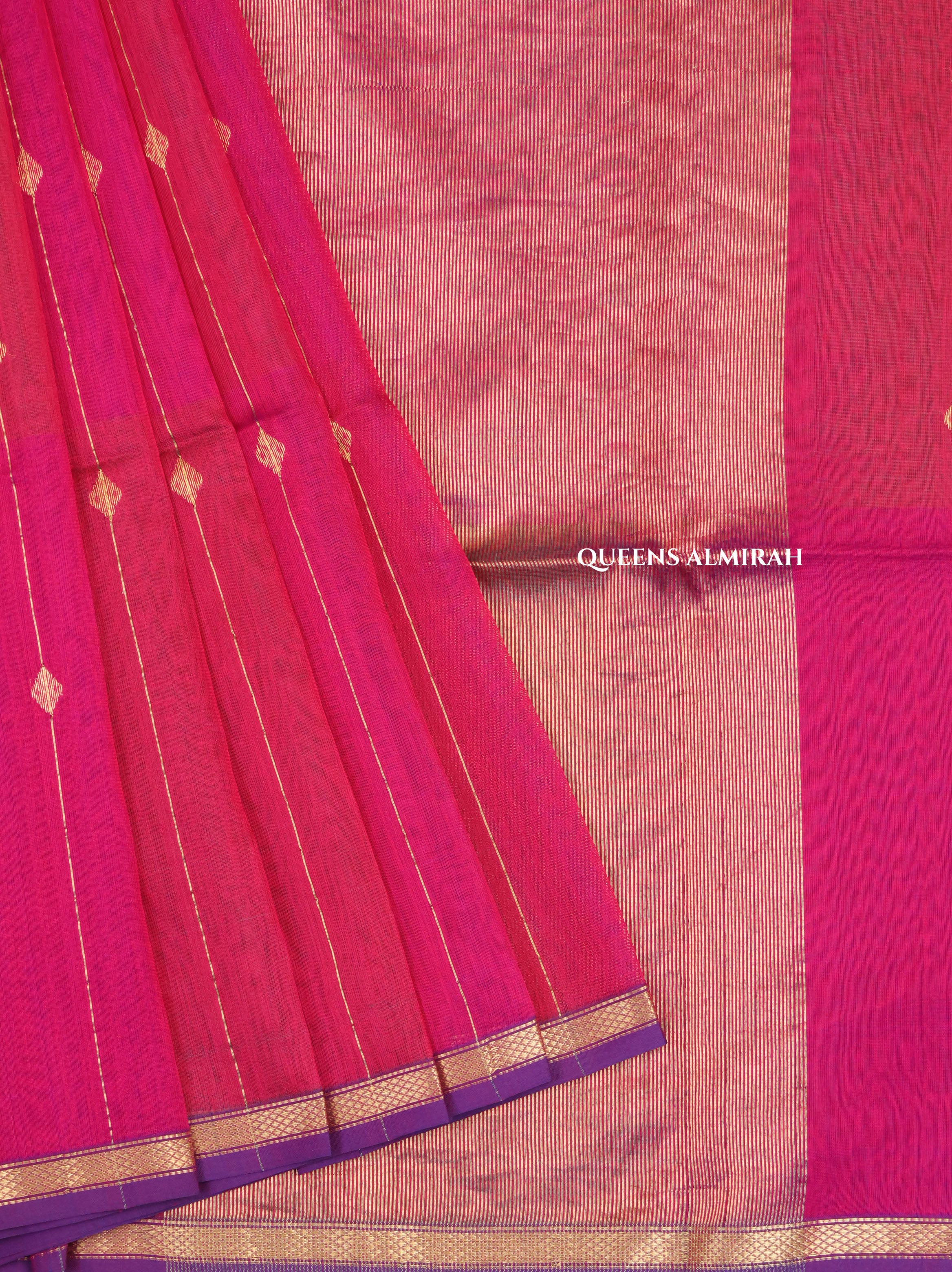 Pink Maheshwari Silk Cotton Saree