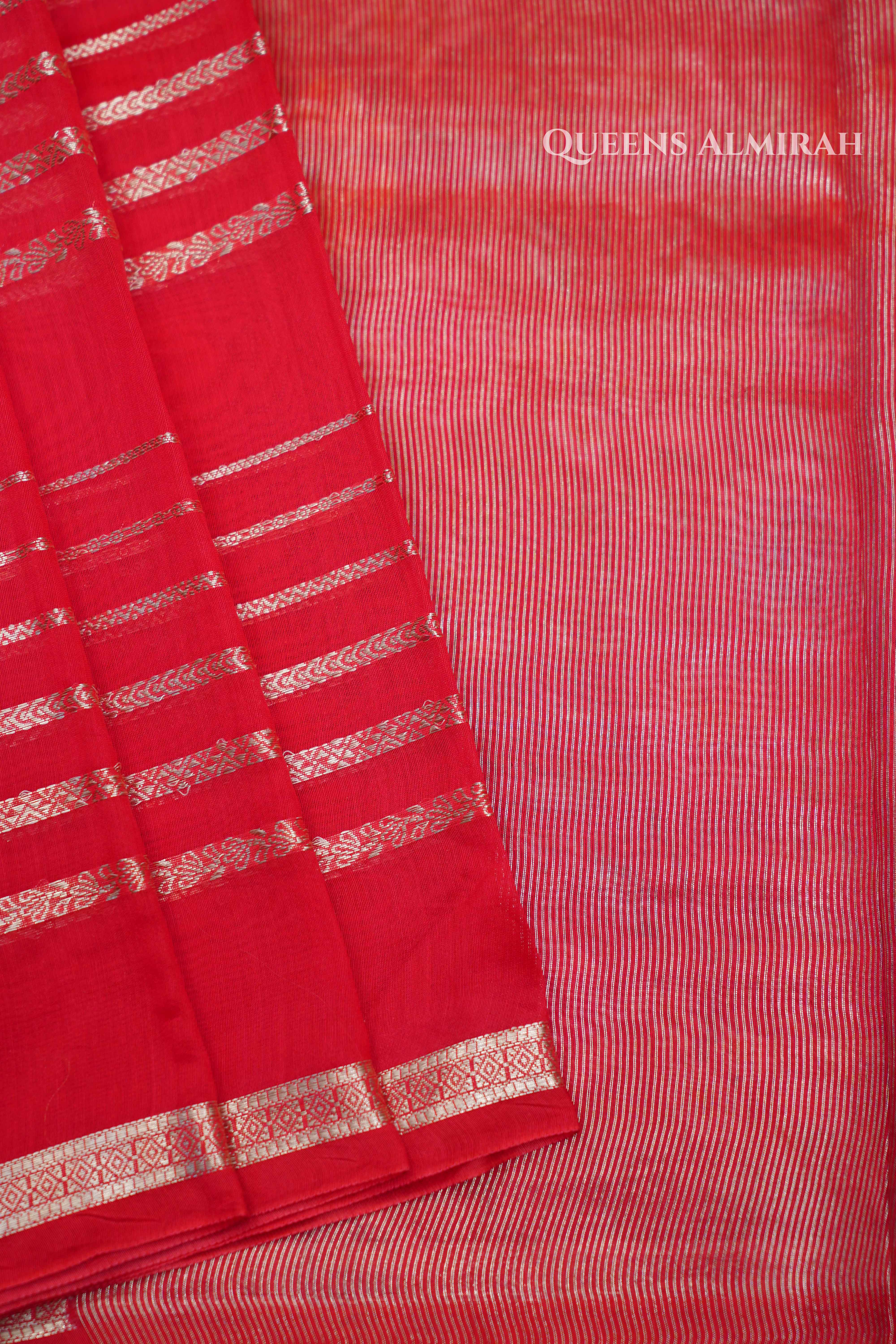 Red Chanderi Silk Cotton Saree