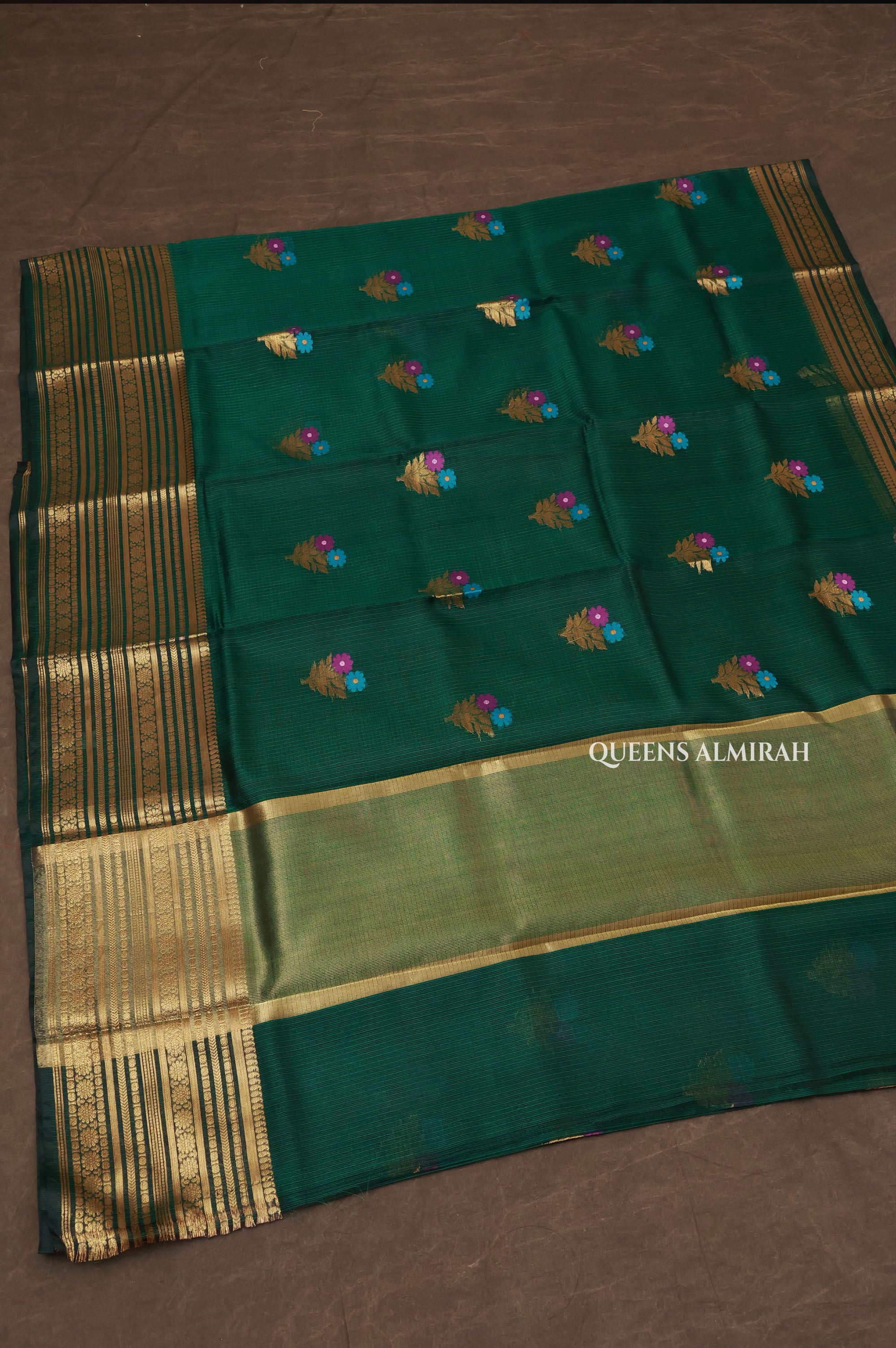 Green Long And Short Border Pure Kota Silk Saree