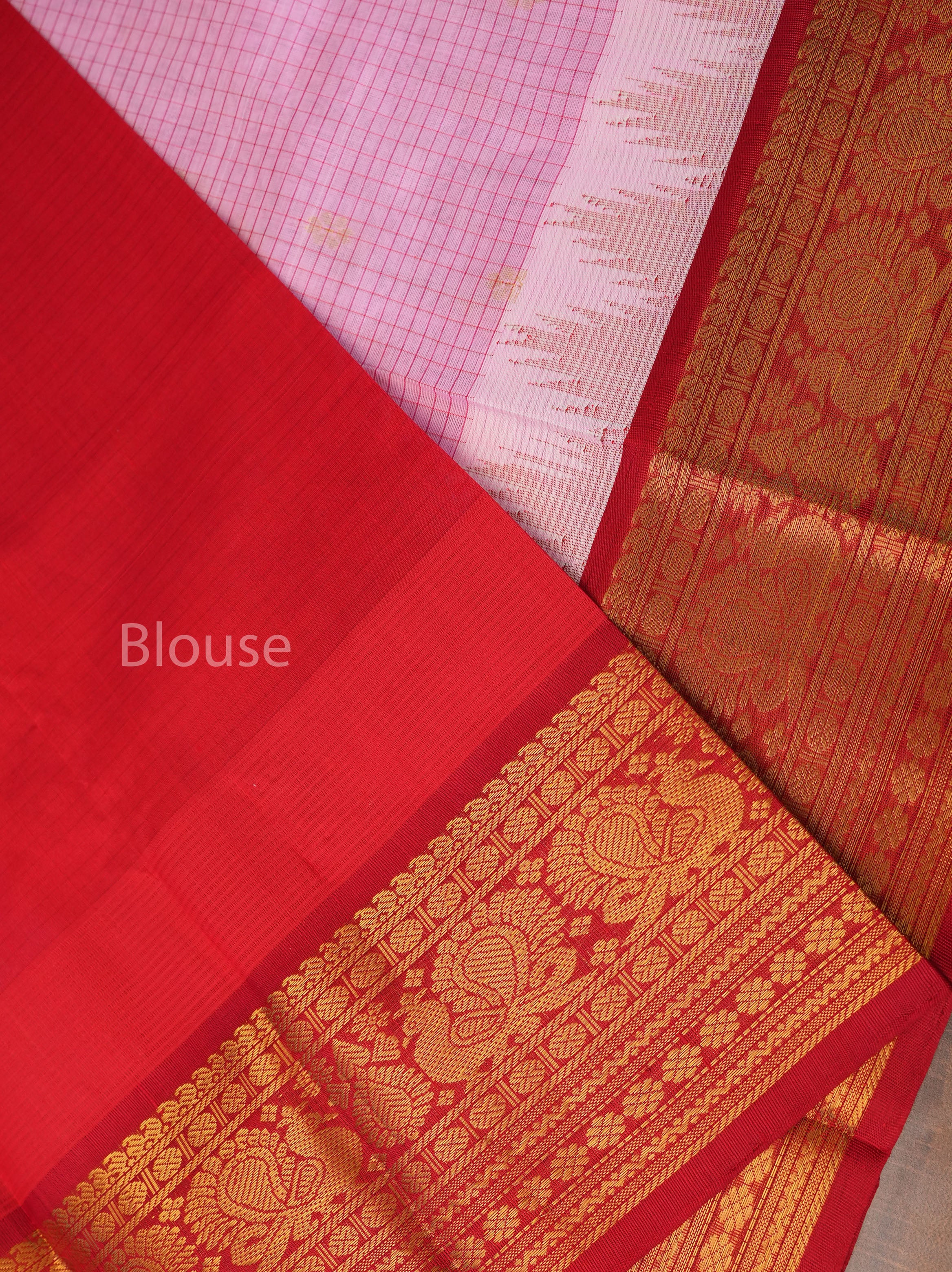 Pink With Red Pure Silk Cotton Saree