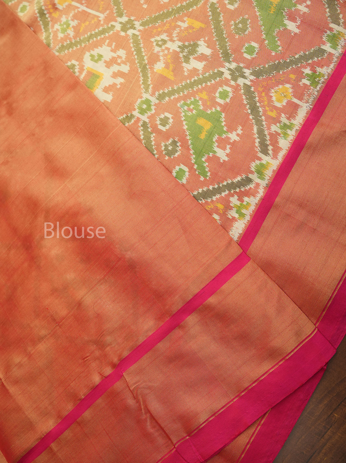 Rose Gold With Rani Pink Pochampally Tissue Silk Saree