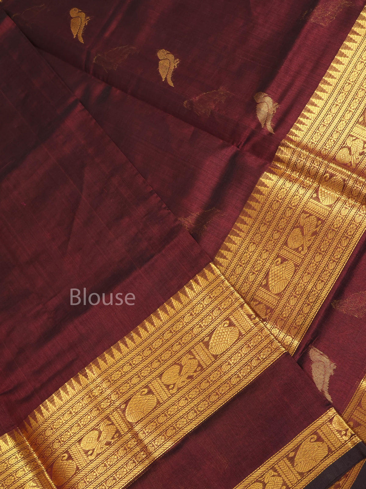 Dark Brown Pure Silk Cotton Saree
