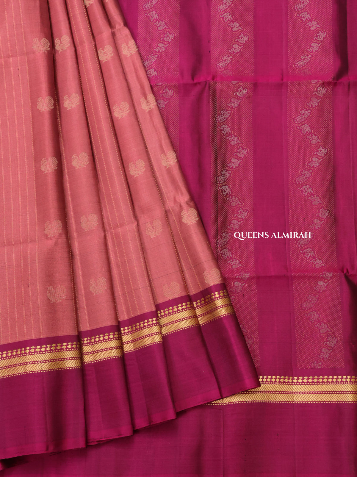 Pink With Purple Pure Soft Silk Saree