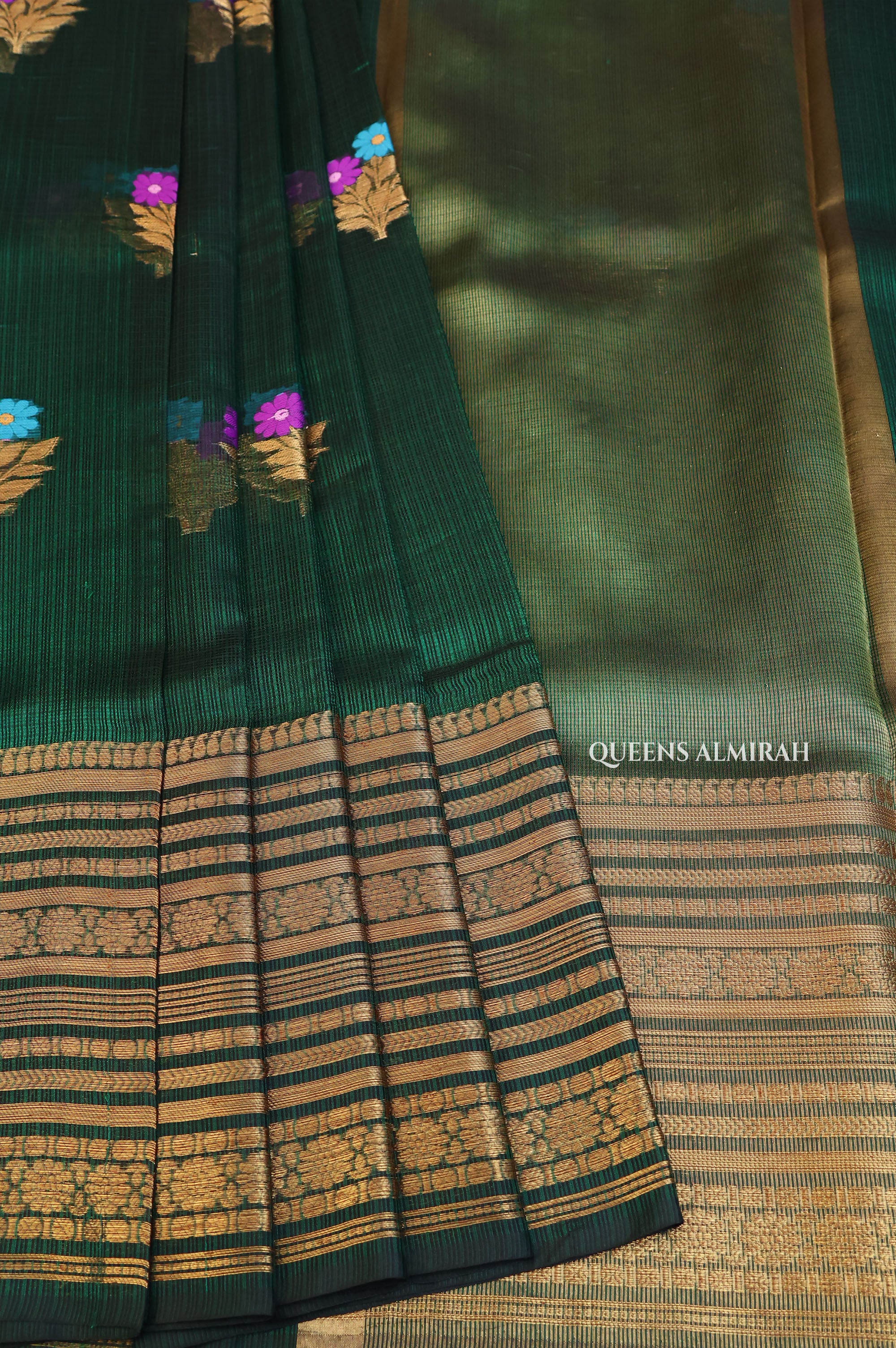 Green Long And Short Border Pure Kota Silk Saree