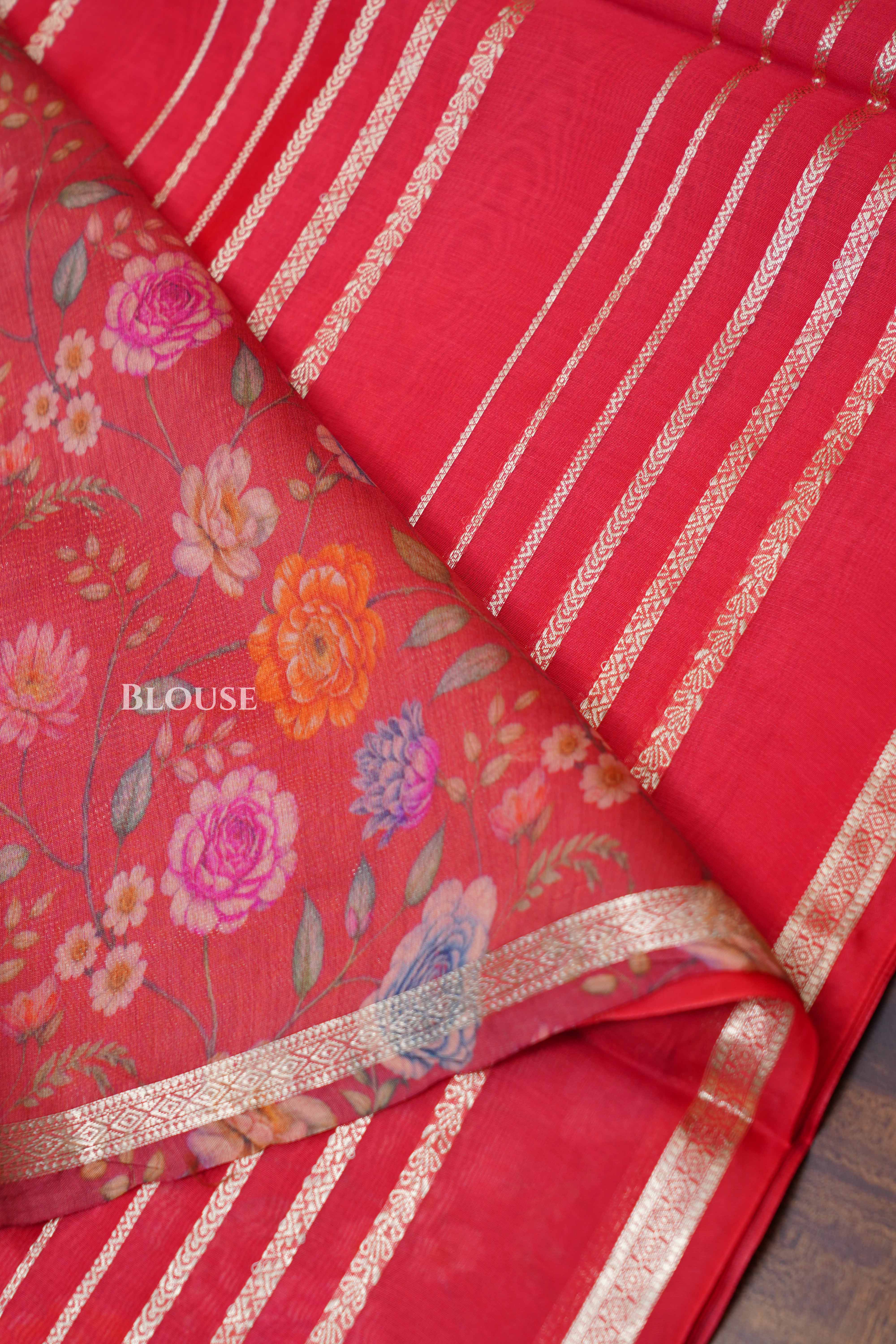 Red Chanderi Silk Cotton Saree