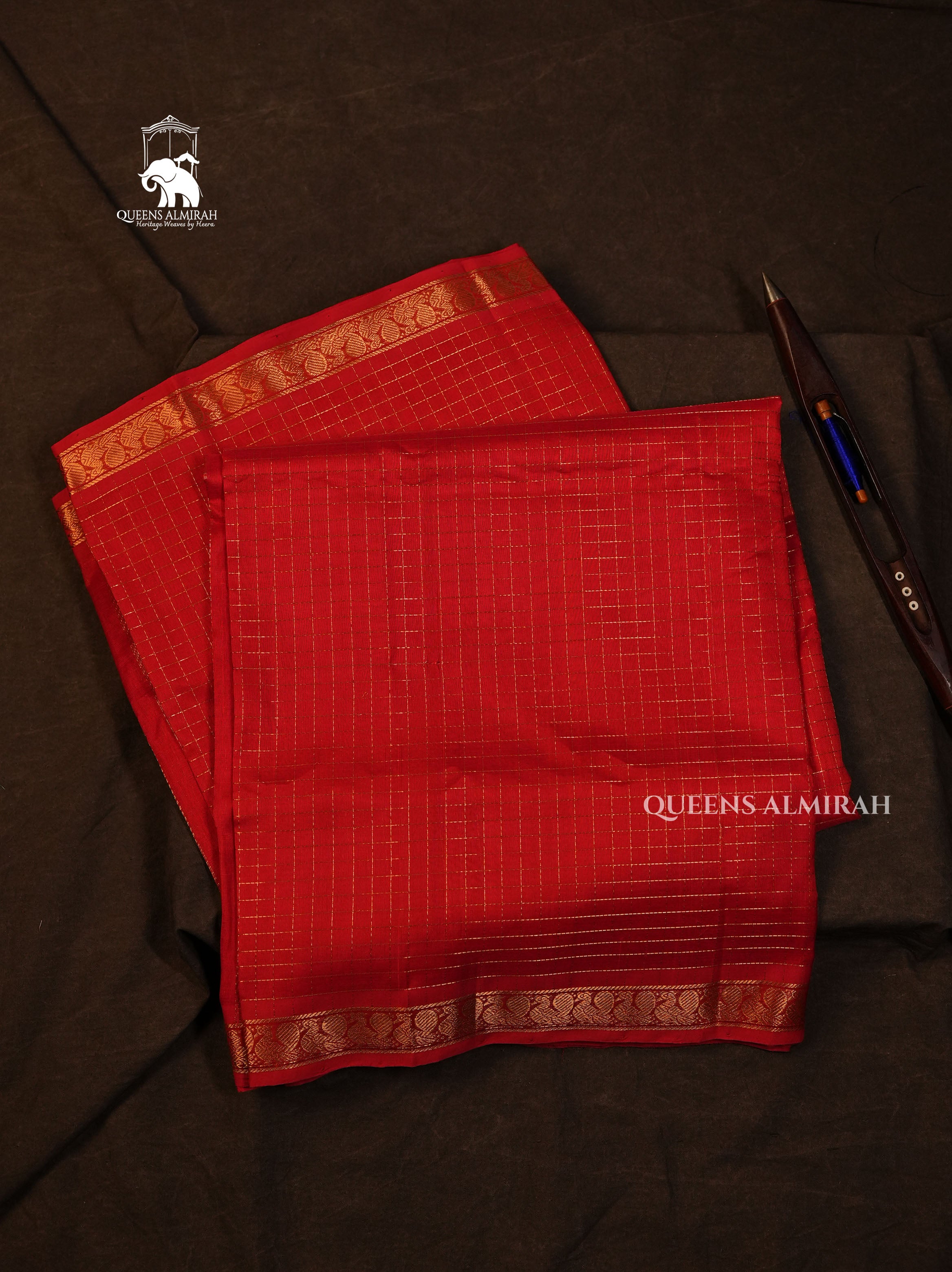 Red Small Border Pure Silk Cotton Saree