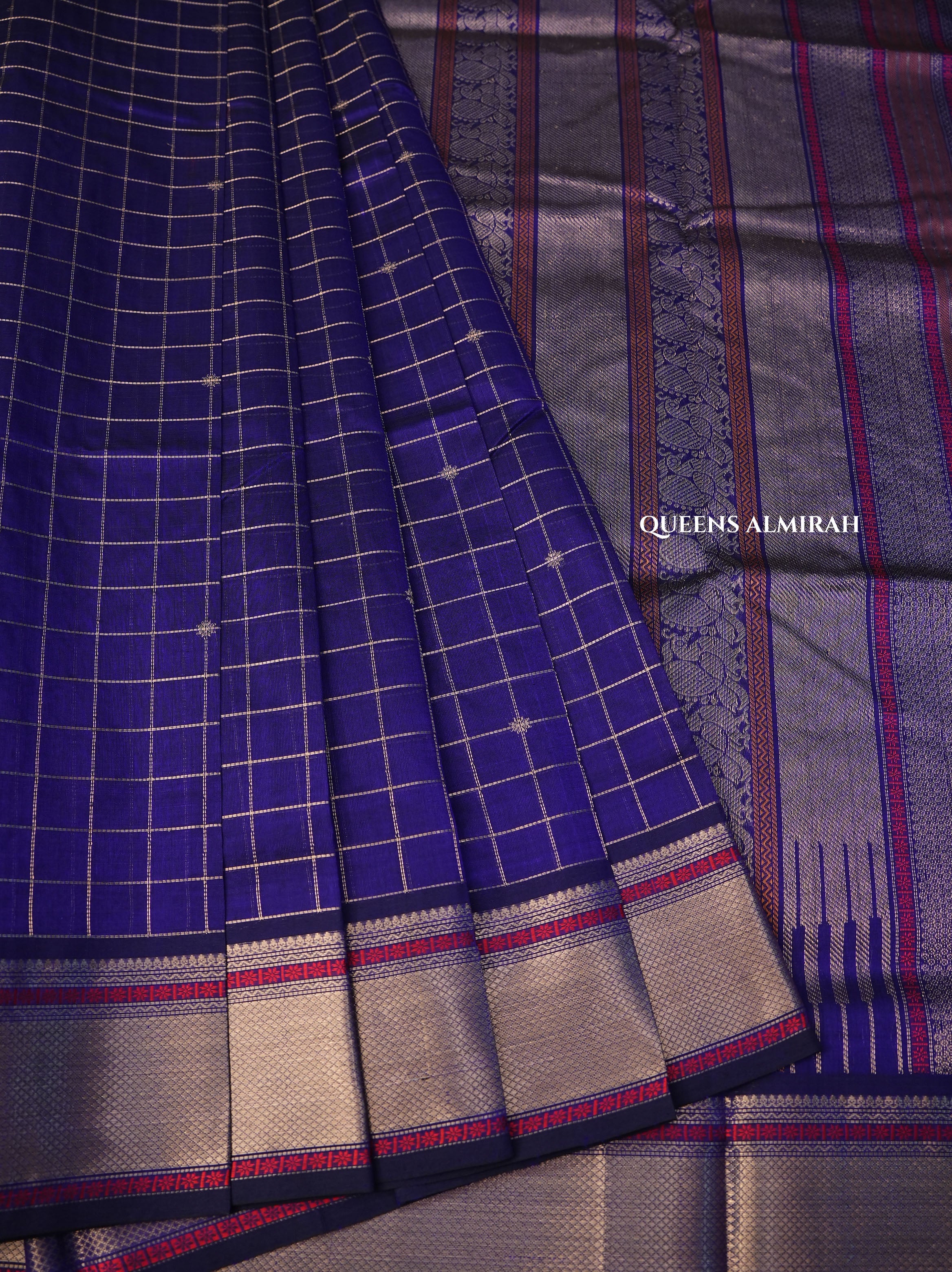 Dark Ms Blue Chettinad Silk Cotton Saree