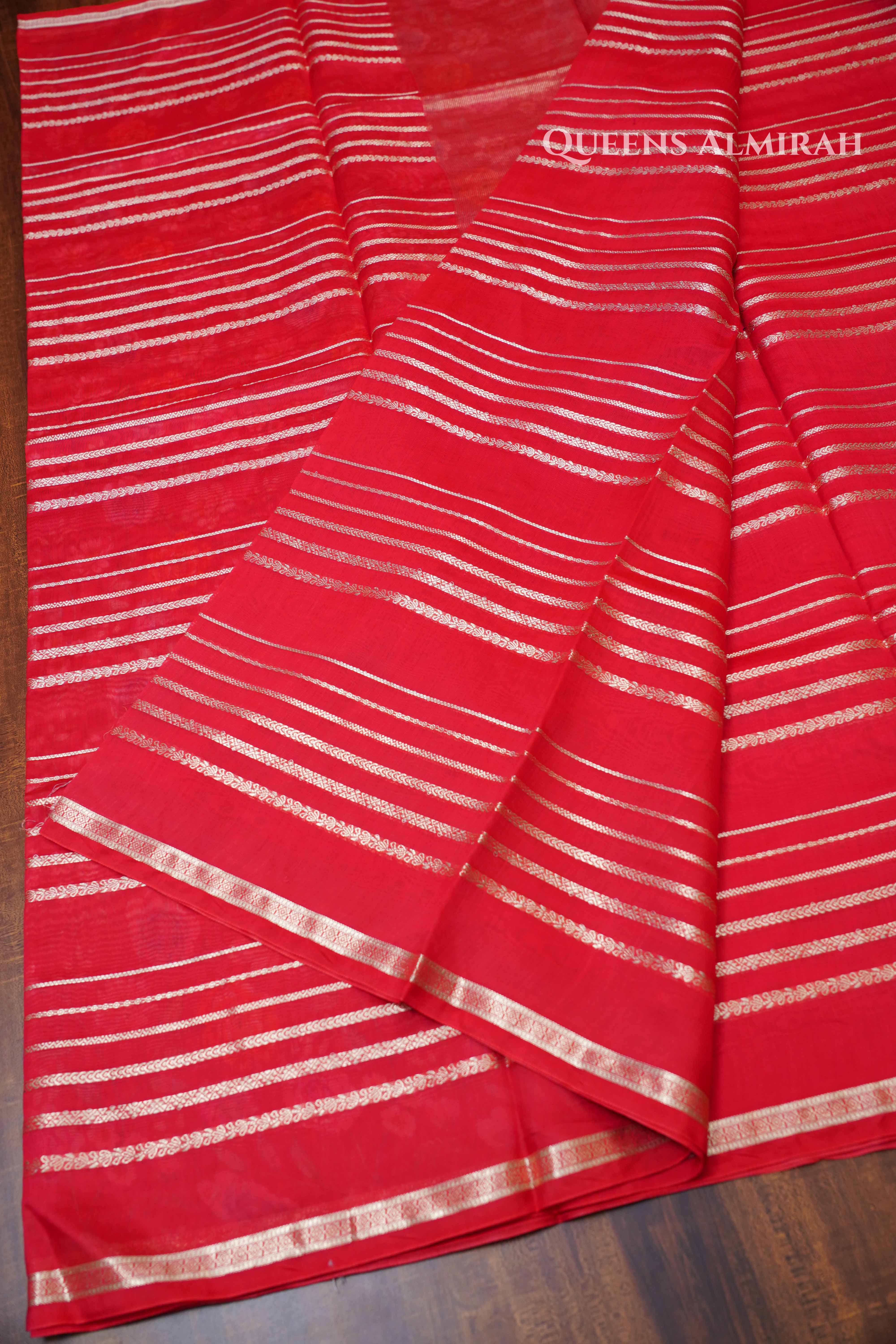 Red Chanderi Silk Cotton Saree