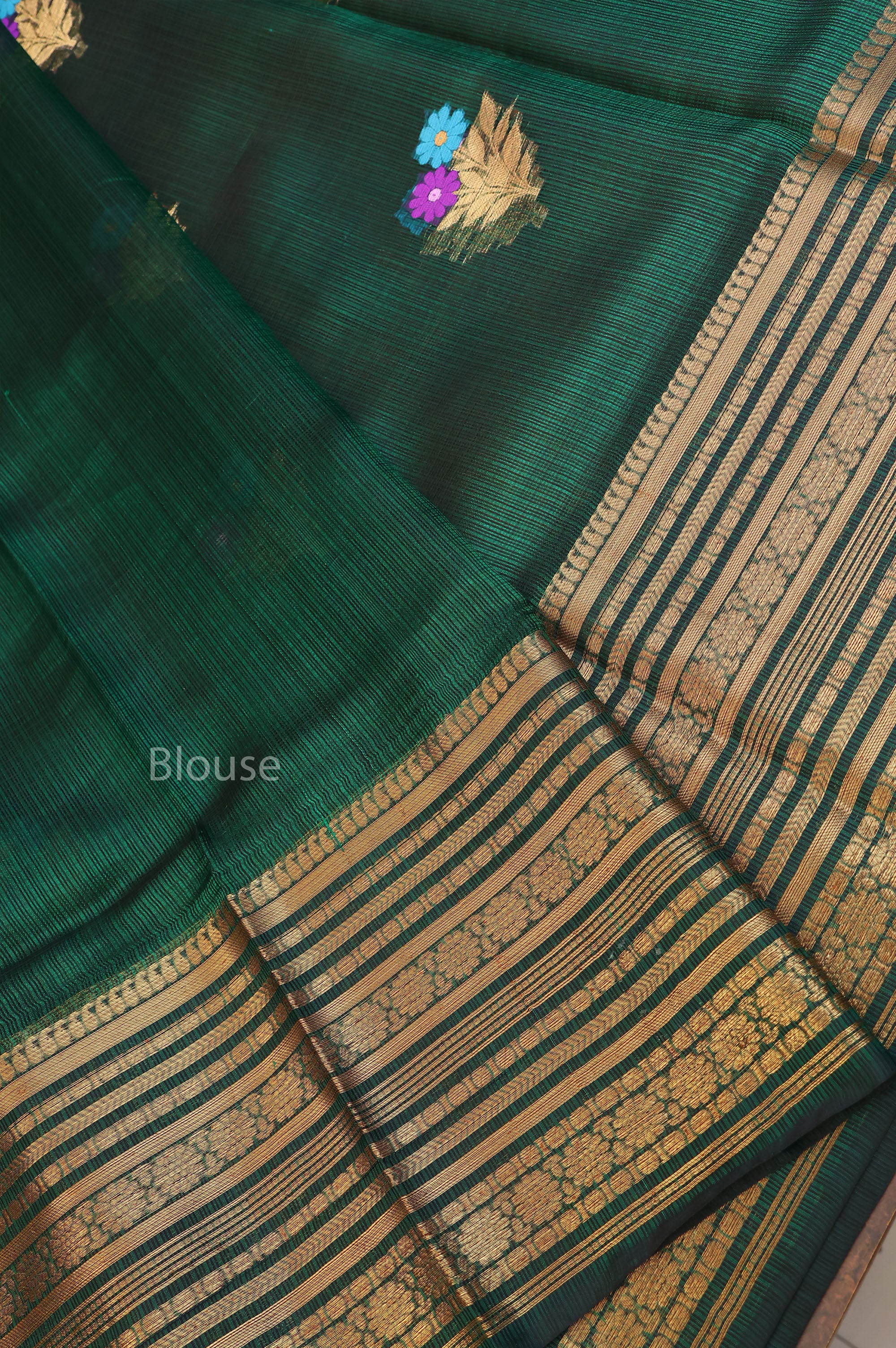 Green Long And Short Border Pure Kota Silk Saree