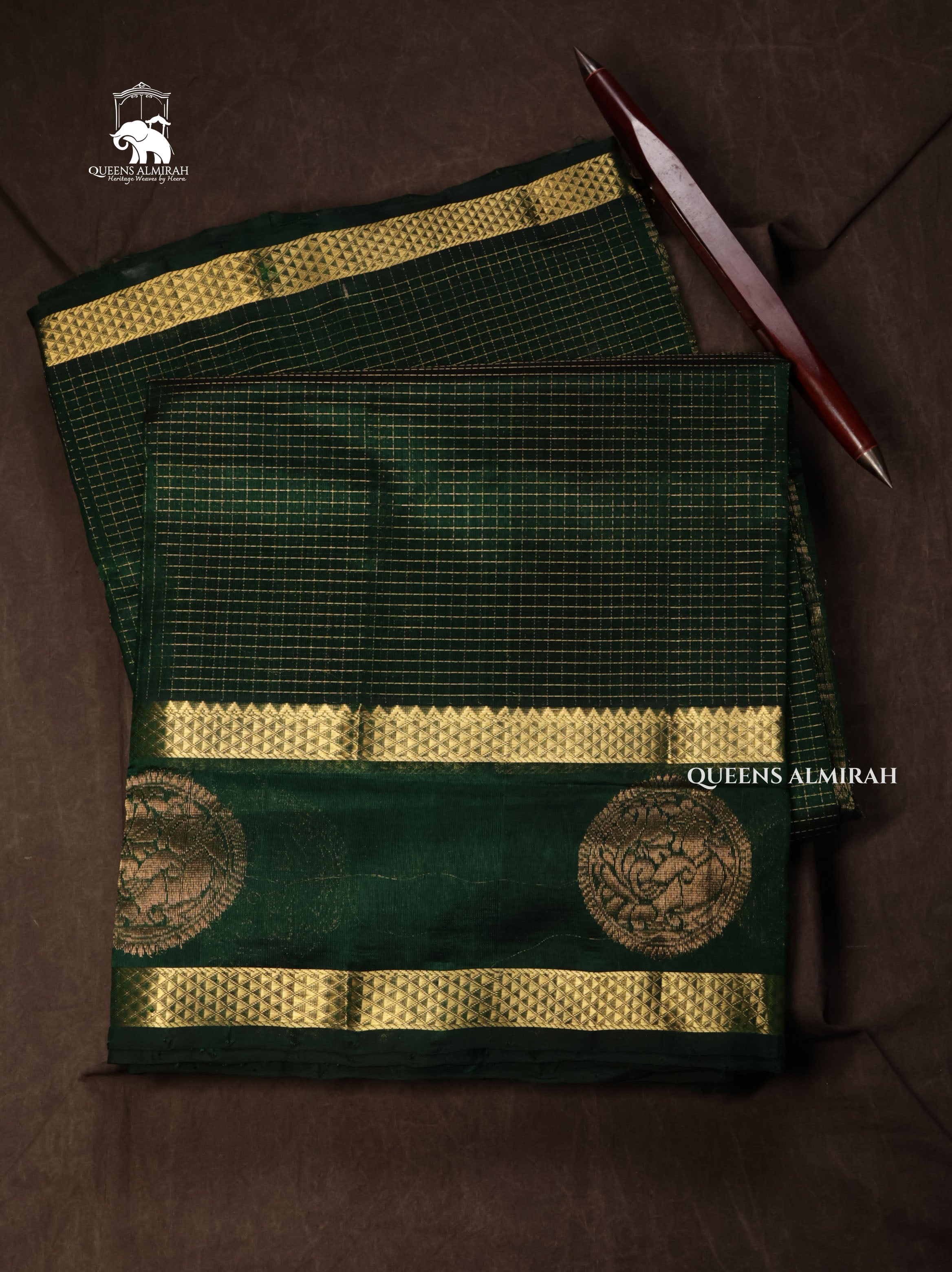 Dark Green Pure Silk Cotton Saree