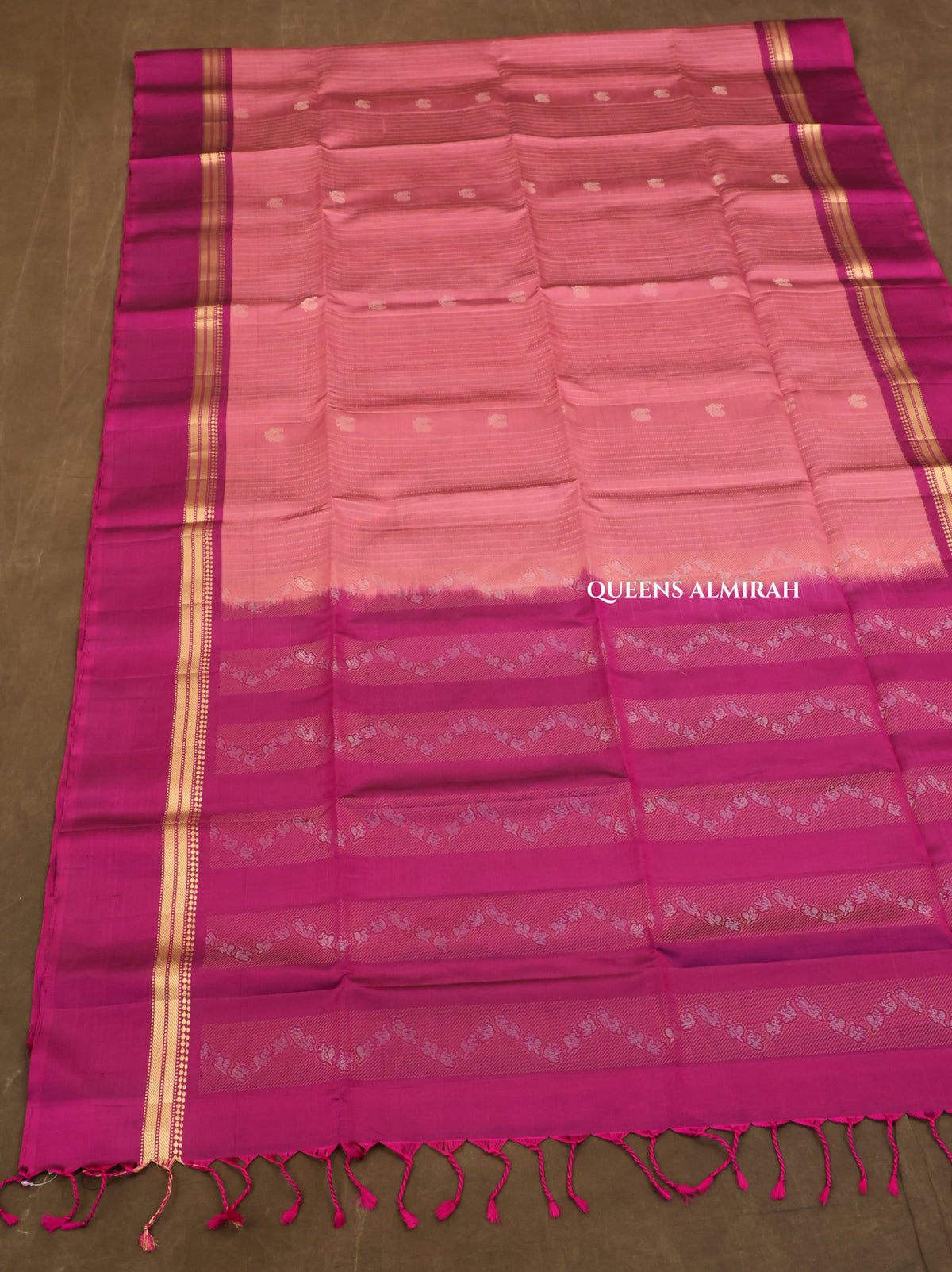 Pink With Purple Pure Soft Silk Saree