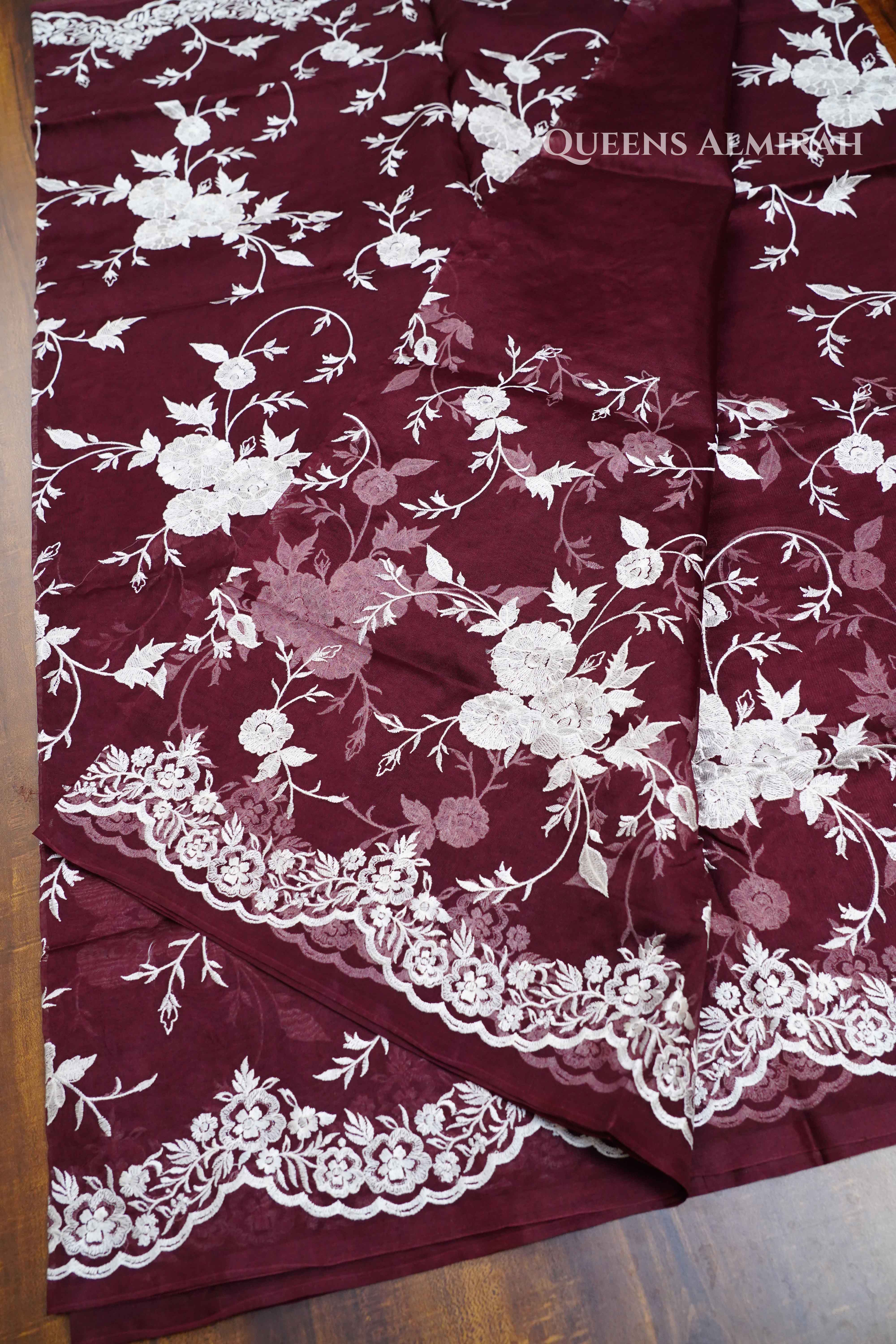 Wine Berry Kora Organza saree