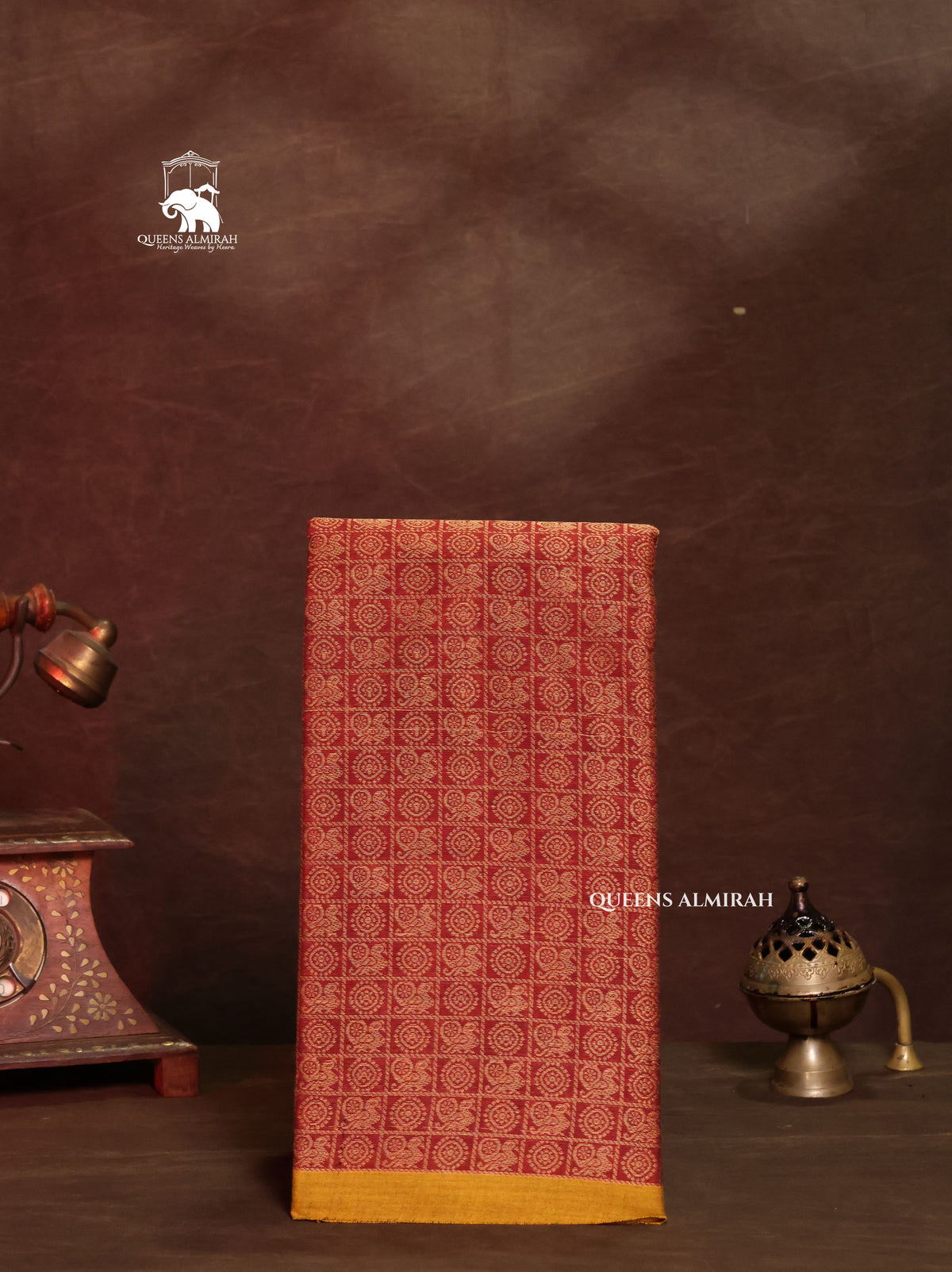 Brown With Yellow Kanchi Cotton Saree