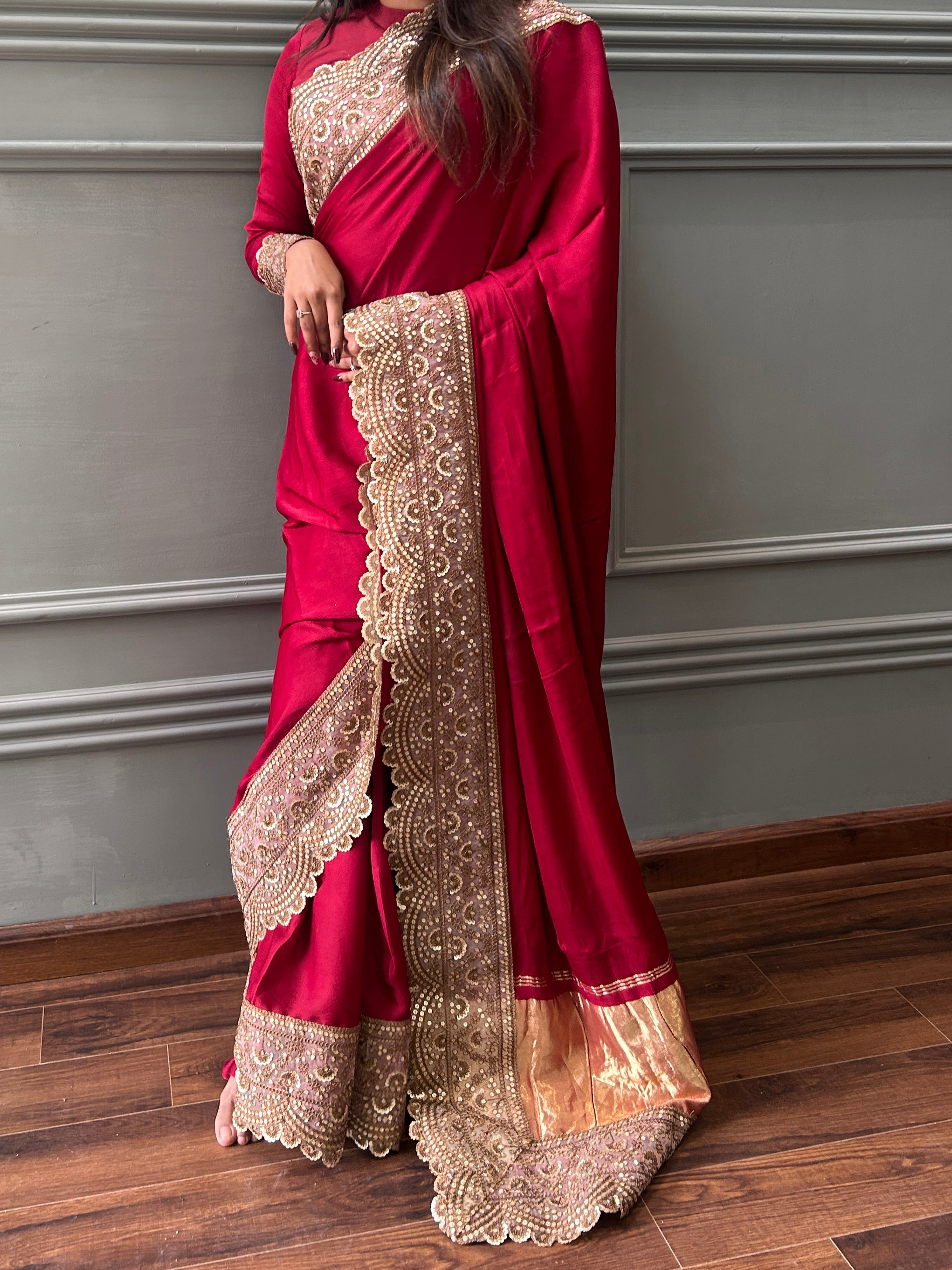 Sindoor Red designer Modal Silk Saree