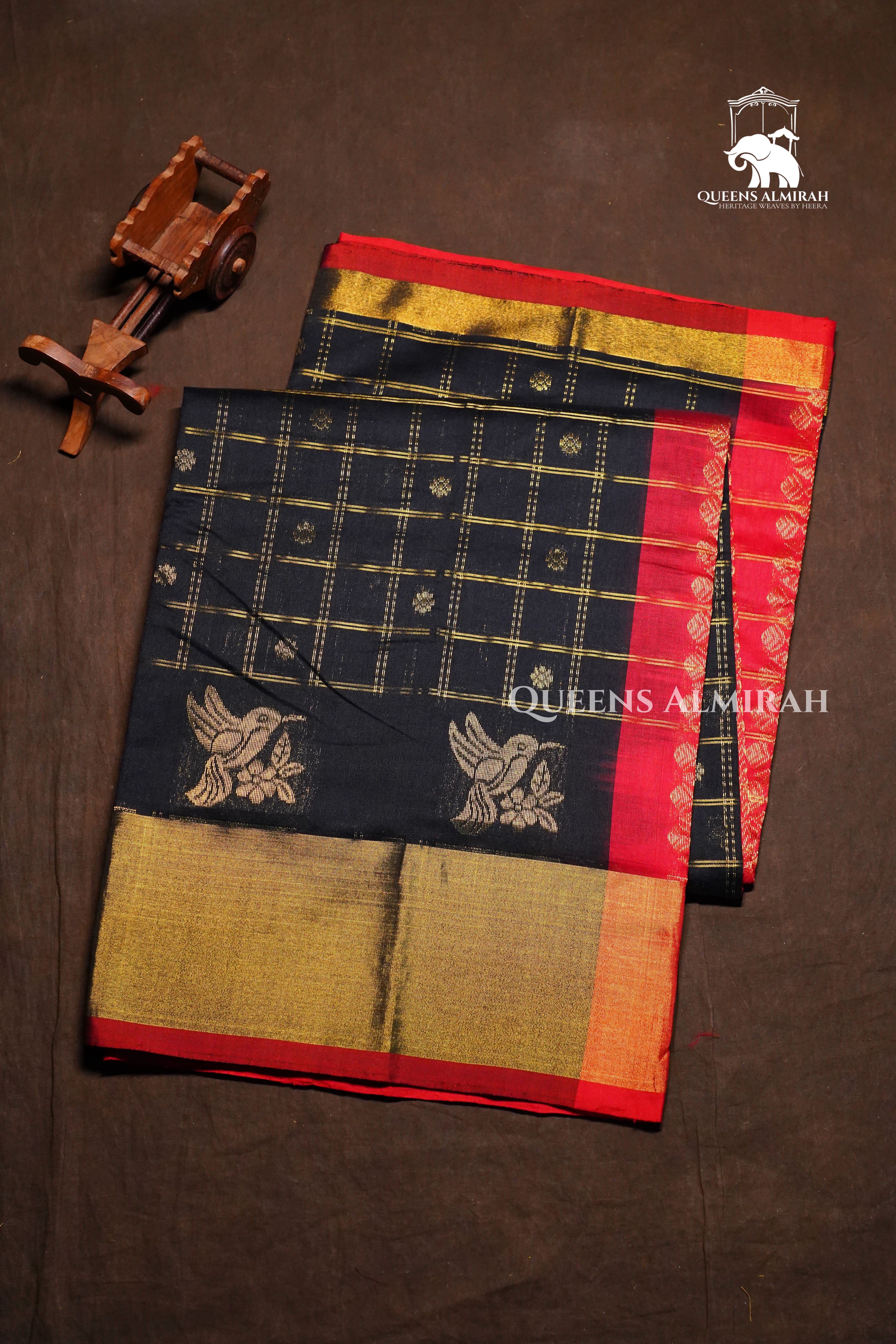 Black With Red Budget Silk Cotton Saree
