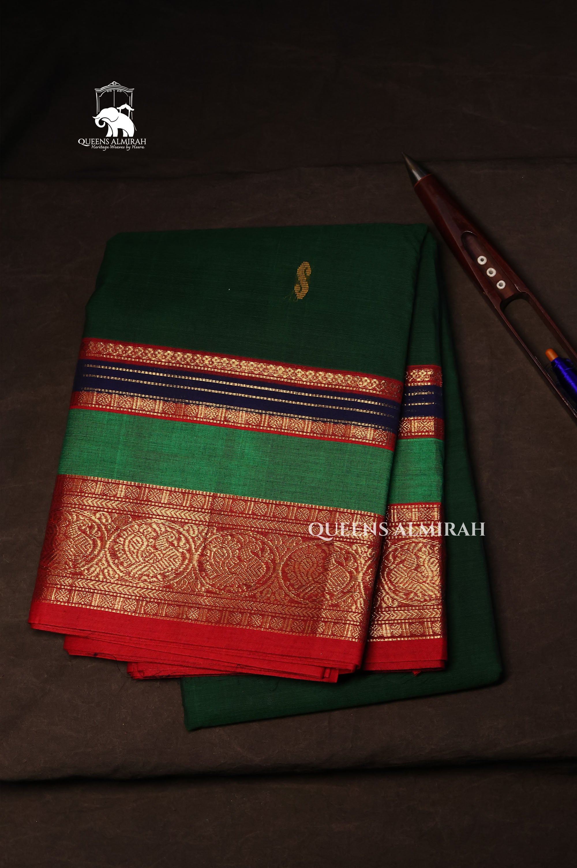 Dark Green Kanchi Cotton Saree