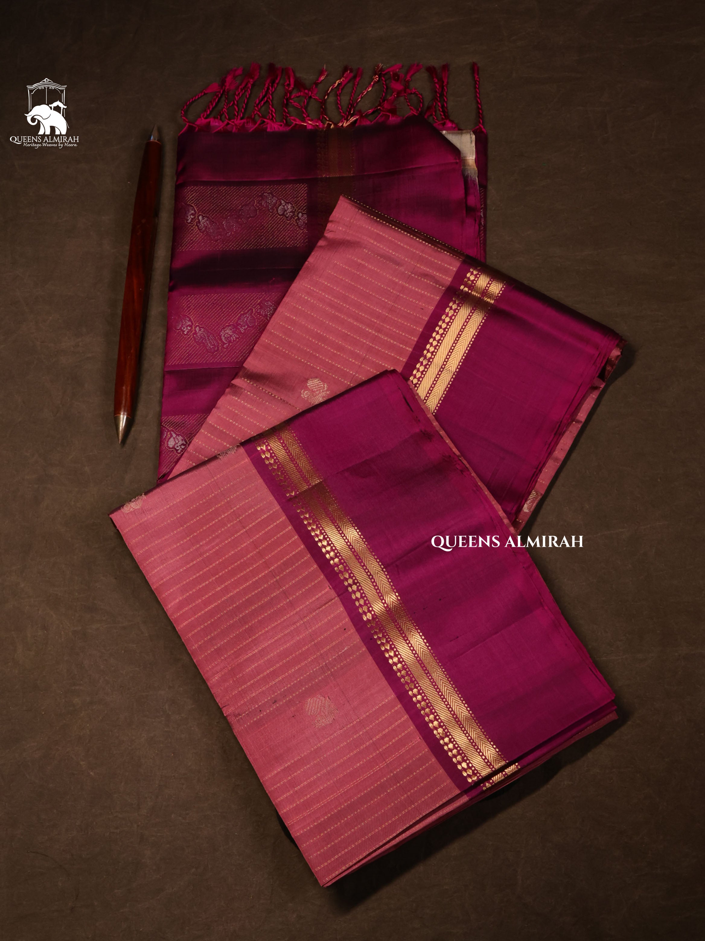 Pink With Purple Pure Soft Silk Saree