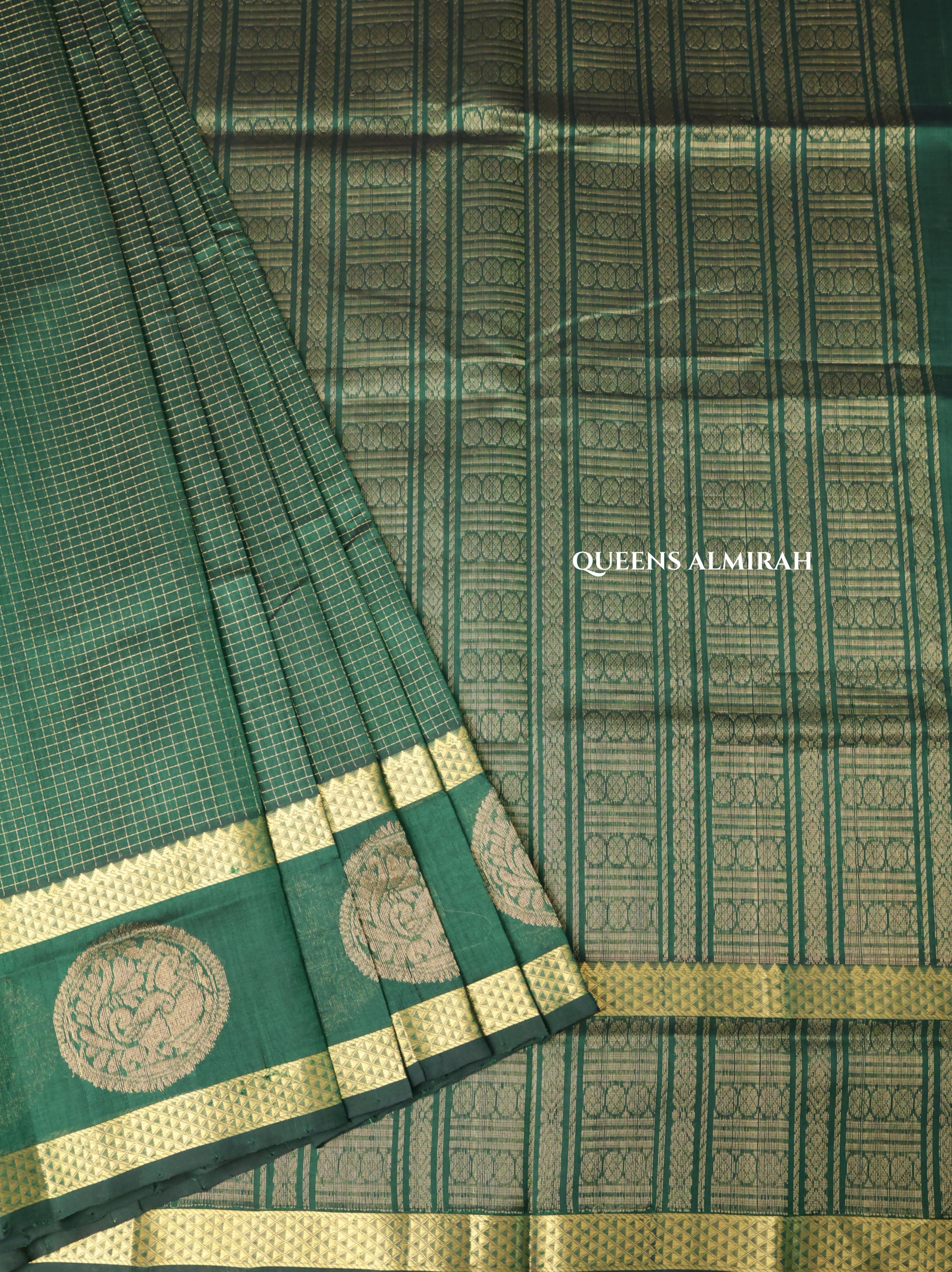 Dark Green Pure Silk Cotton Saree